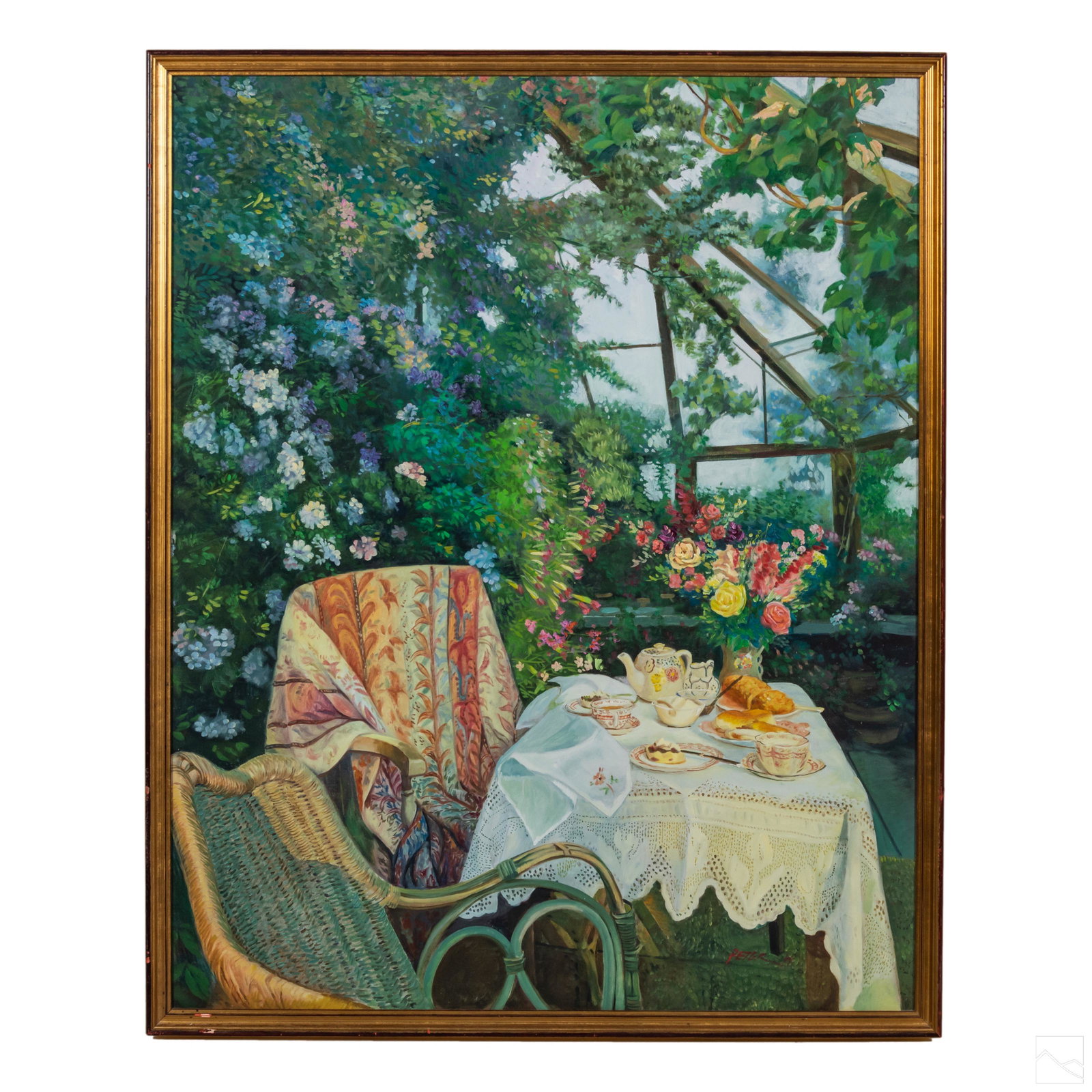 Peter Ho (20th C.) Garden Still Life Oil Painting (1 of 6)