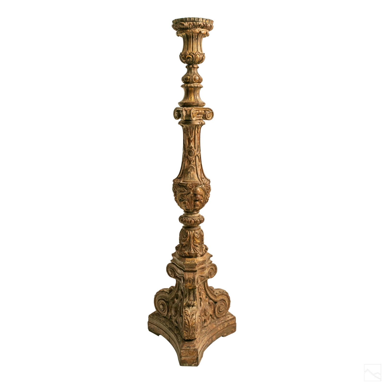 Ecclesiastical 73" Antique Carved Wood Column Base (1 of 4)