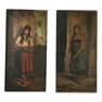 P Duval Antique Guitar Girl Oil Paintings On Board