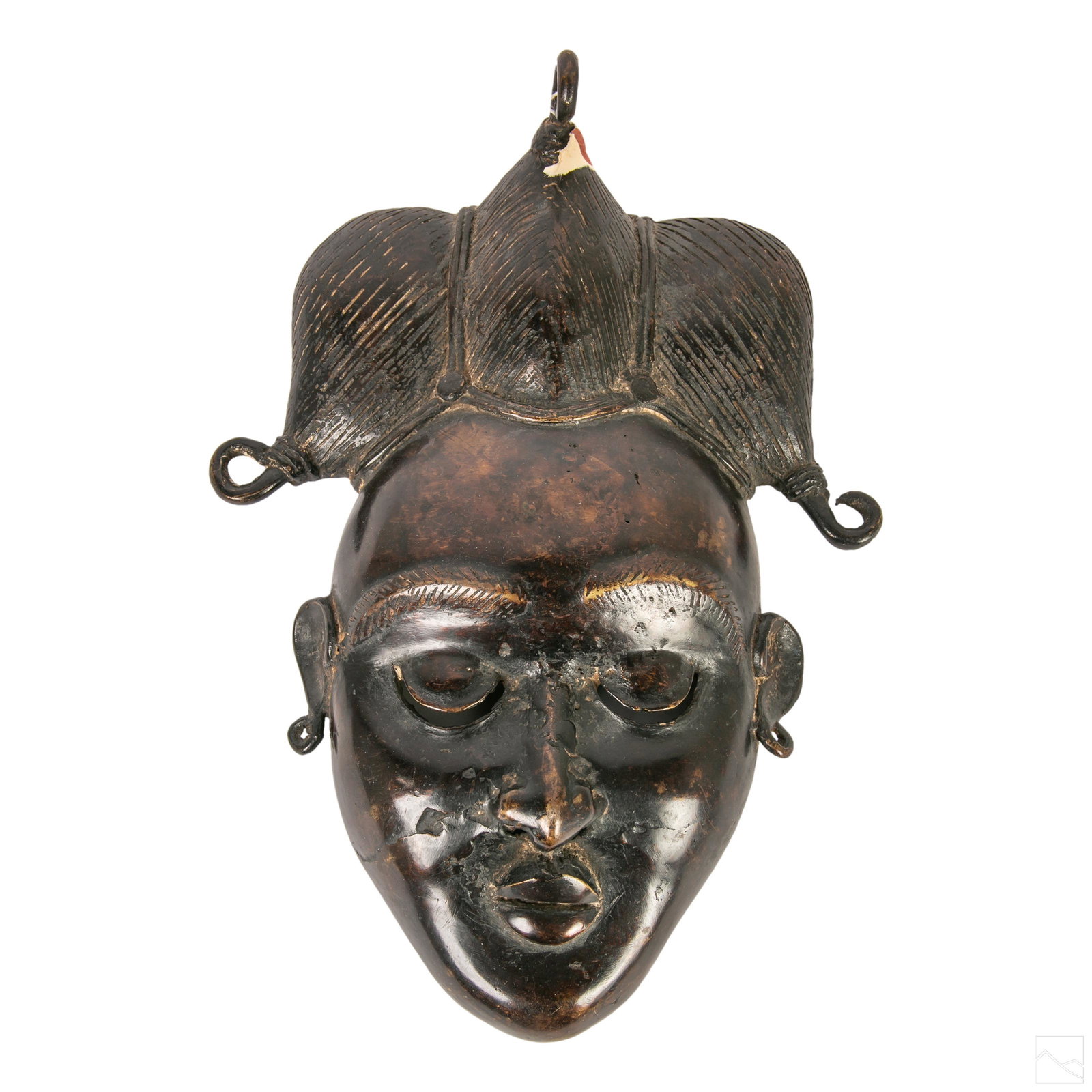 African Style Tribal Bronze Wall Hanging Face Mask (1 of 5)