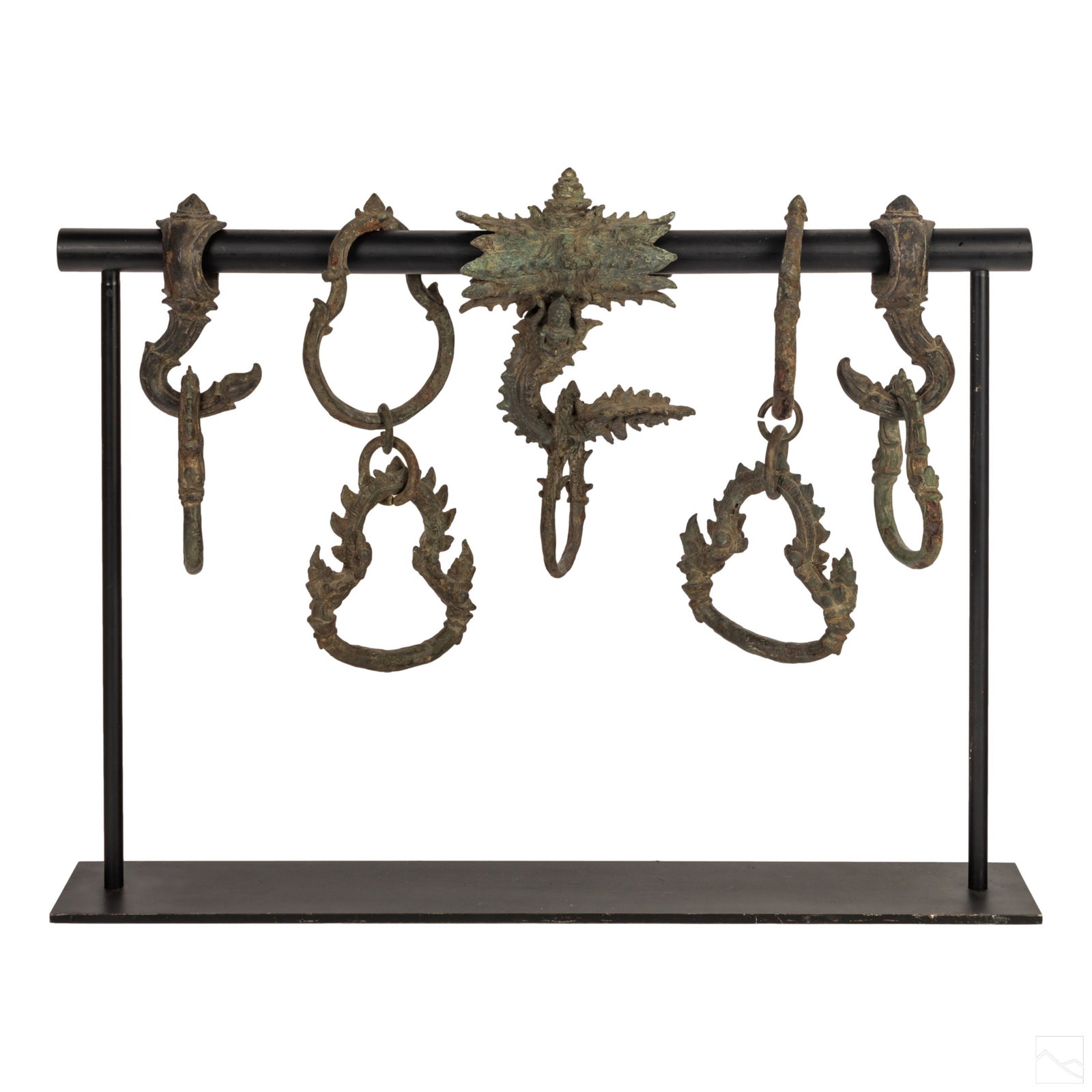 Southeast Asian 12" Bronze Antique Palanquin Rings (1 of 7)