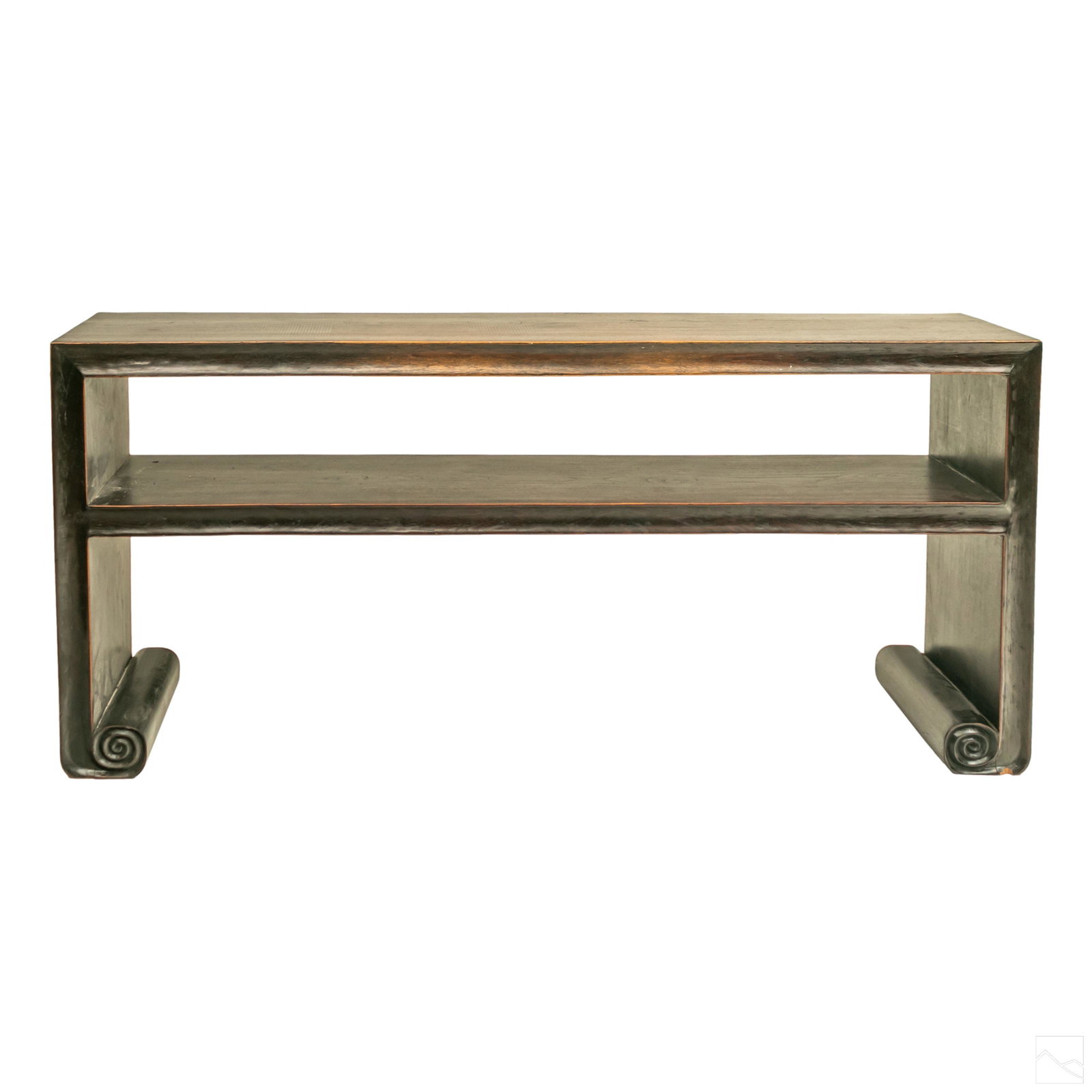 Chinese 74" Shelved Dark Wood Altar Console Table (1 of 4)