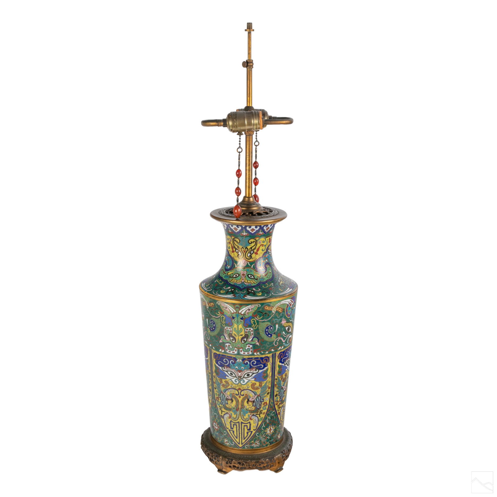 Chinese Decorative Cloisonne Enameled Floral Lamp (1 of 7)