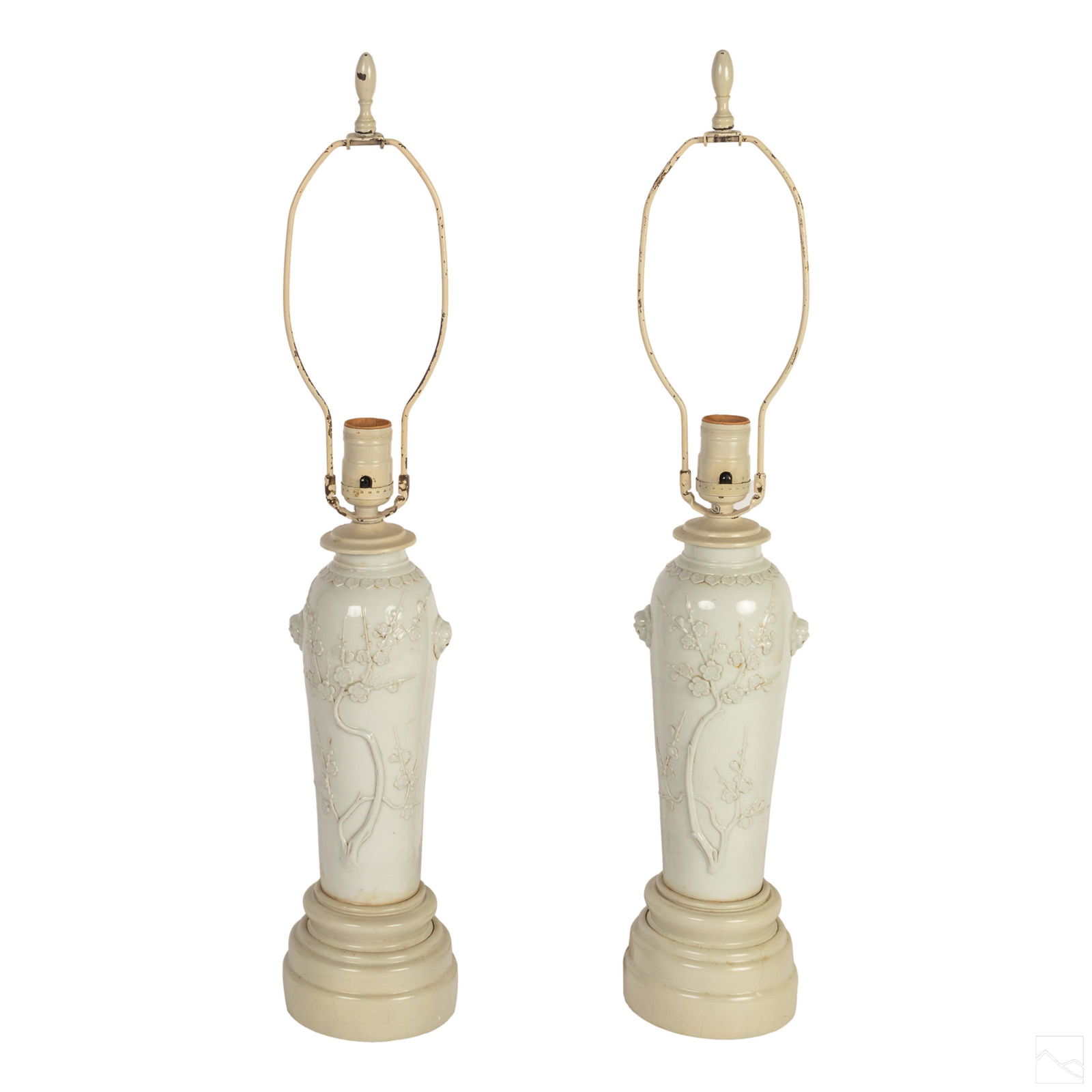 Chinese 23" Blanc de Chine Plum Blossom Vase Lamps (1 of 7)