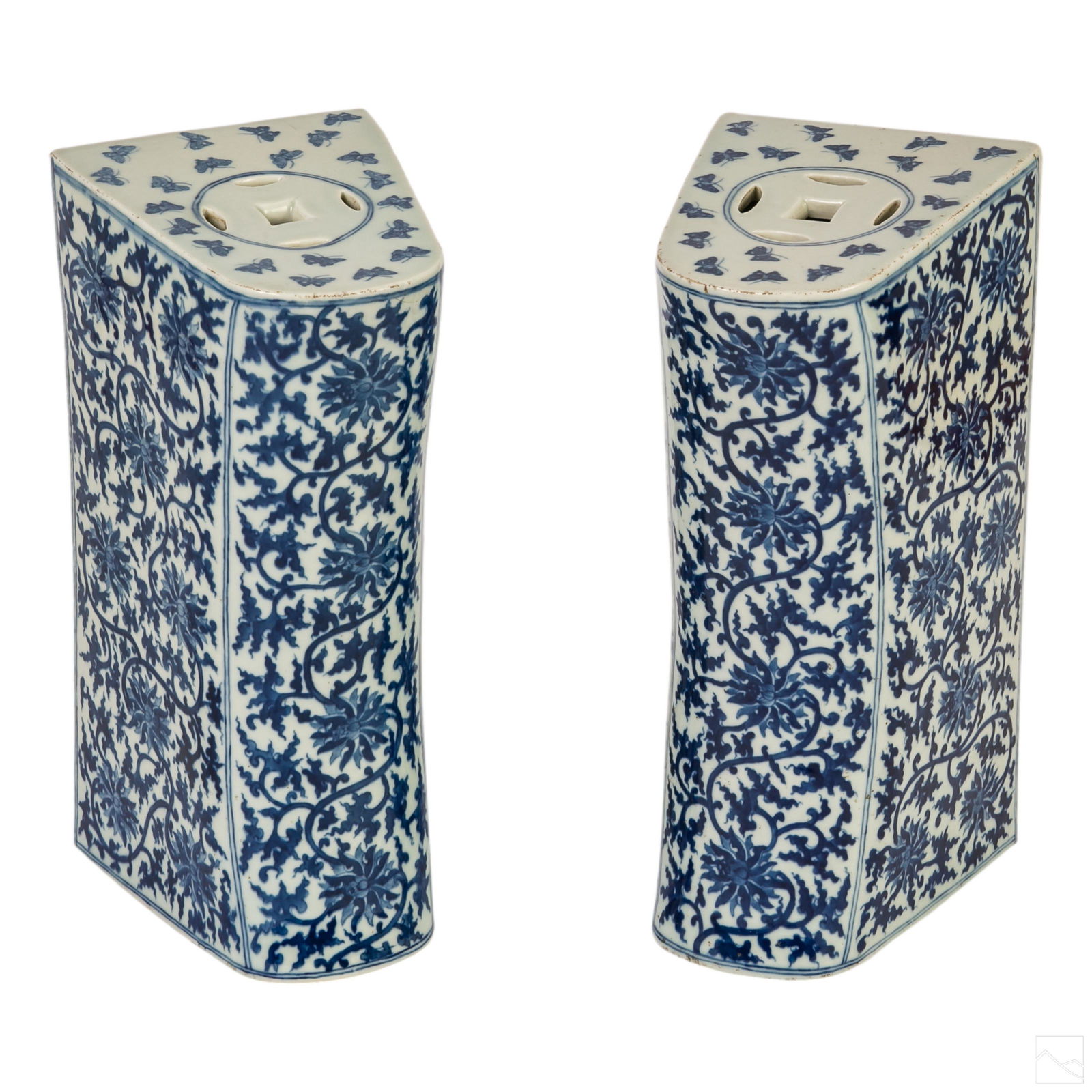 Pair Chinese Pierced Blue White Porcelain Pillows (1 of 8)