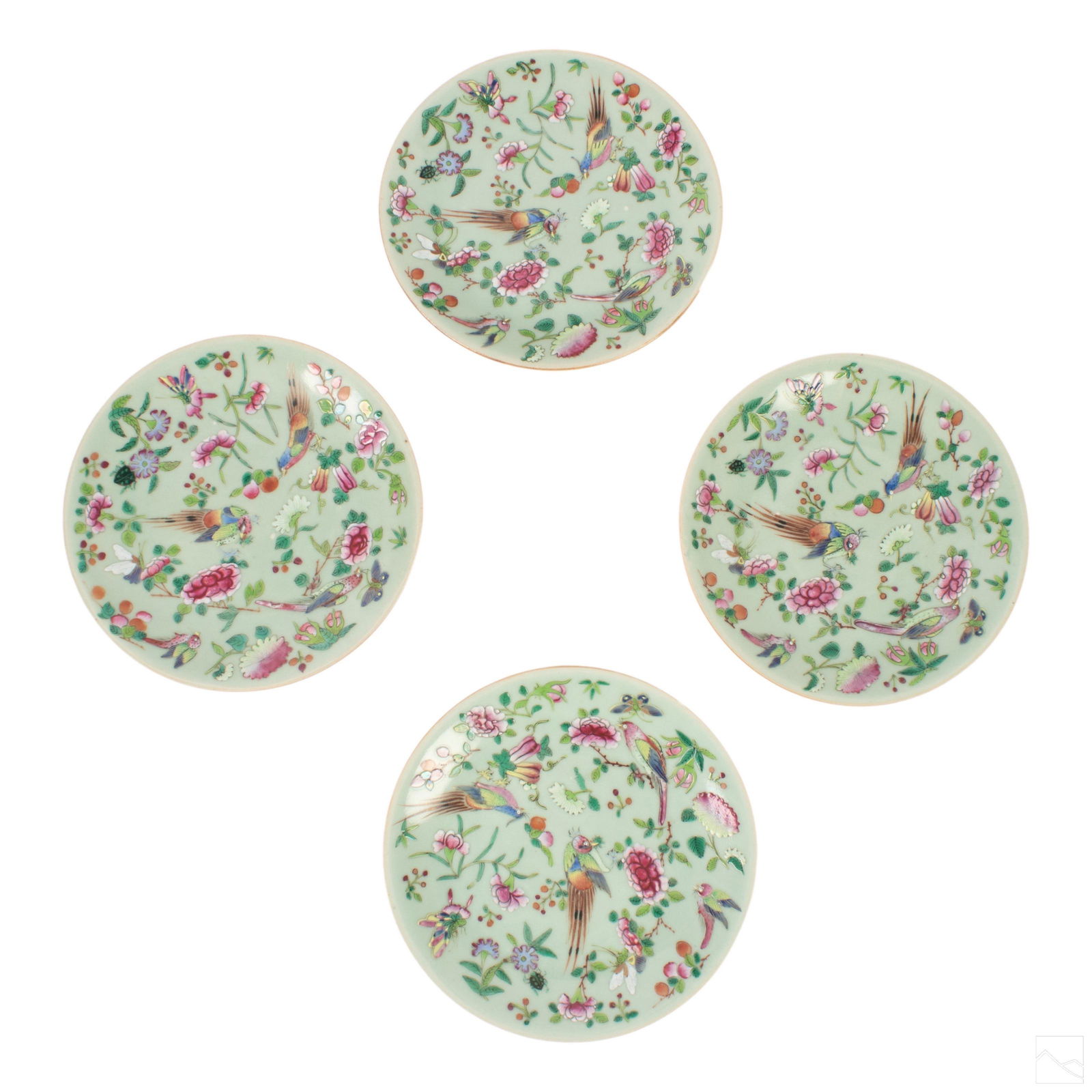 Chinese Export Famille Rose on Celadon Plates Set (1 of 4)
