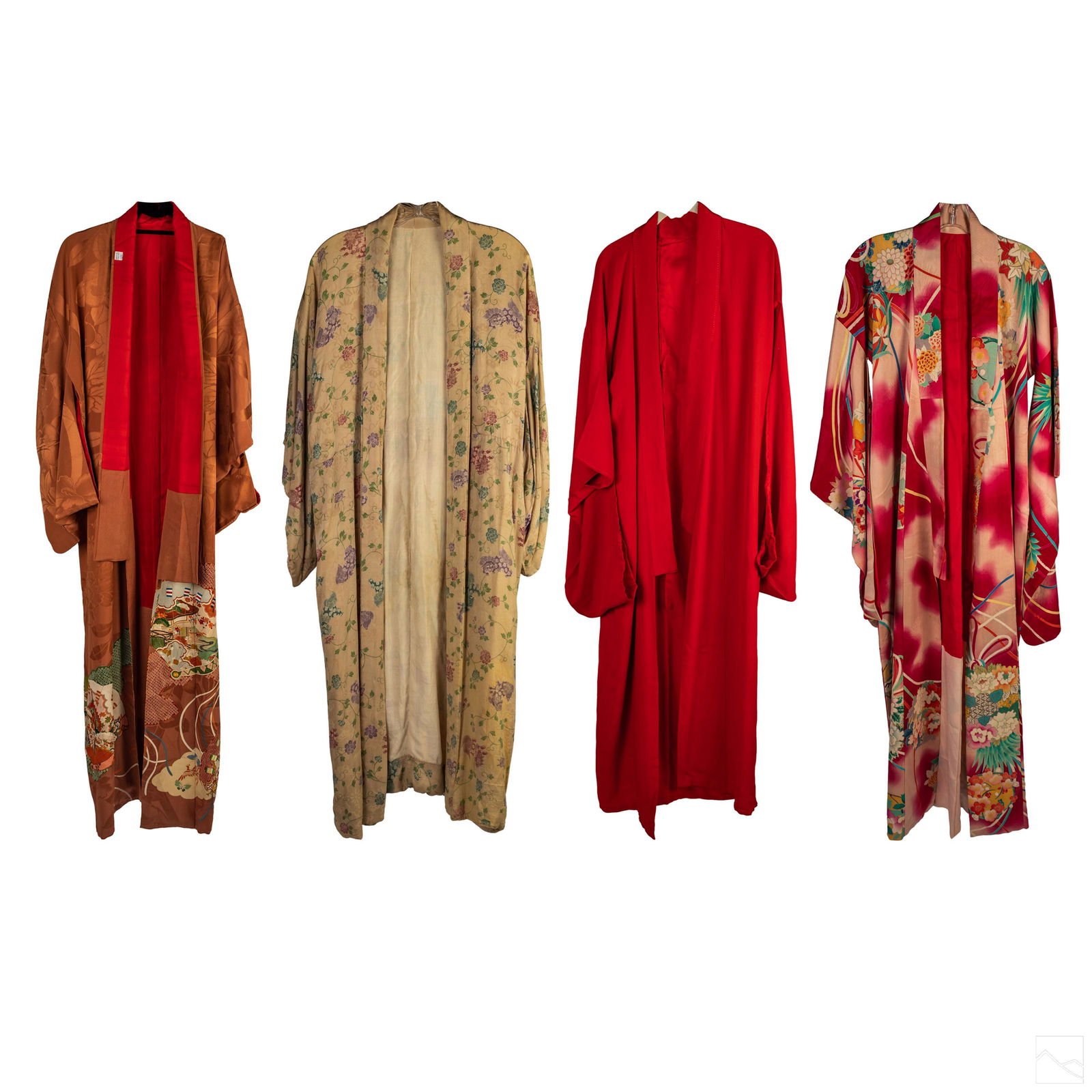 Japanese Flora Embroidered Silk Kimonos Estate Lot (1 of 9)