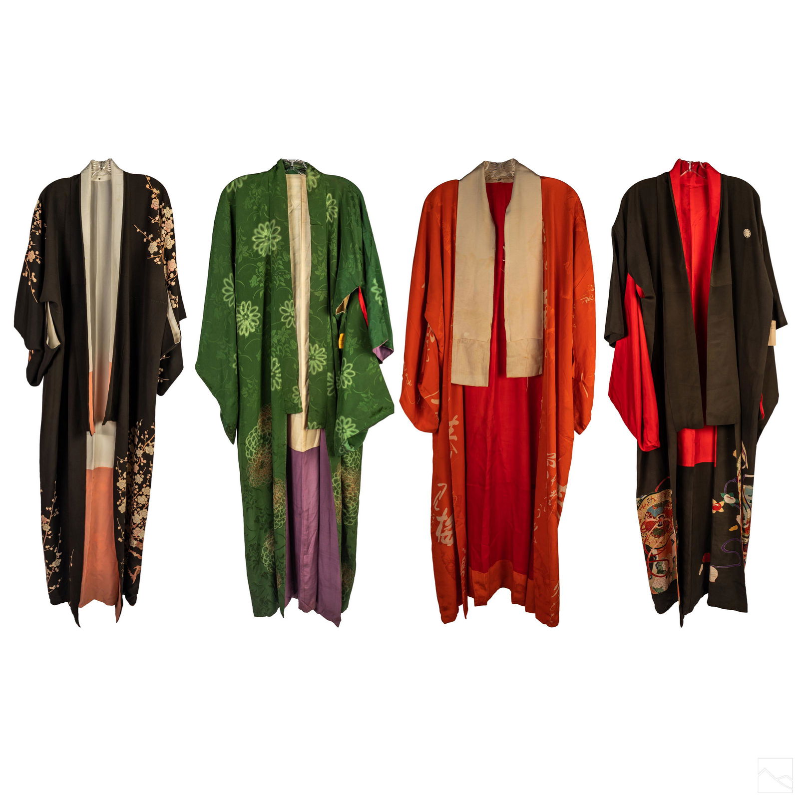 Japanese Flora Embroidered Silk Kimonos Estate Lot (1 of 9)