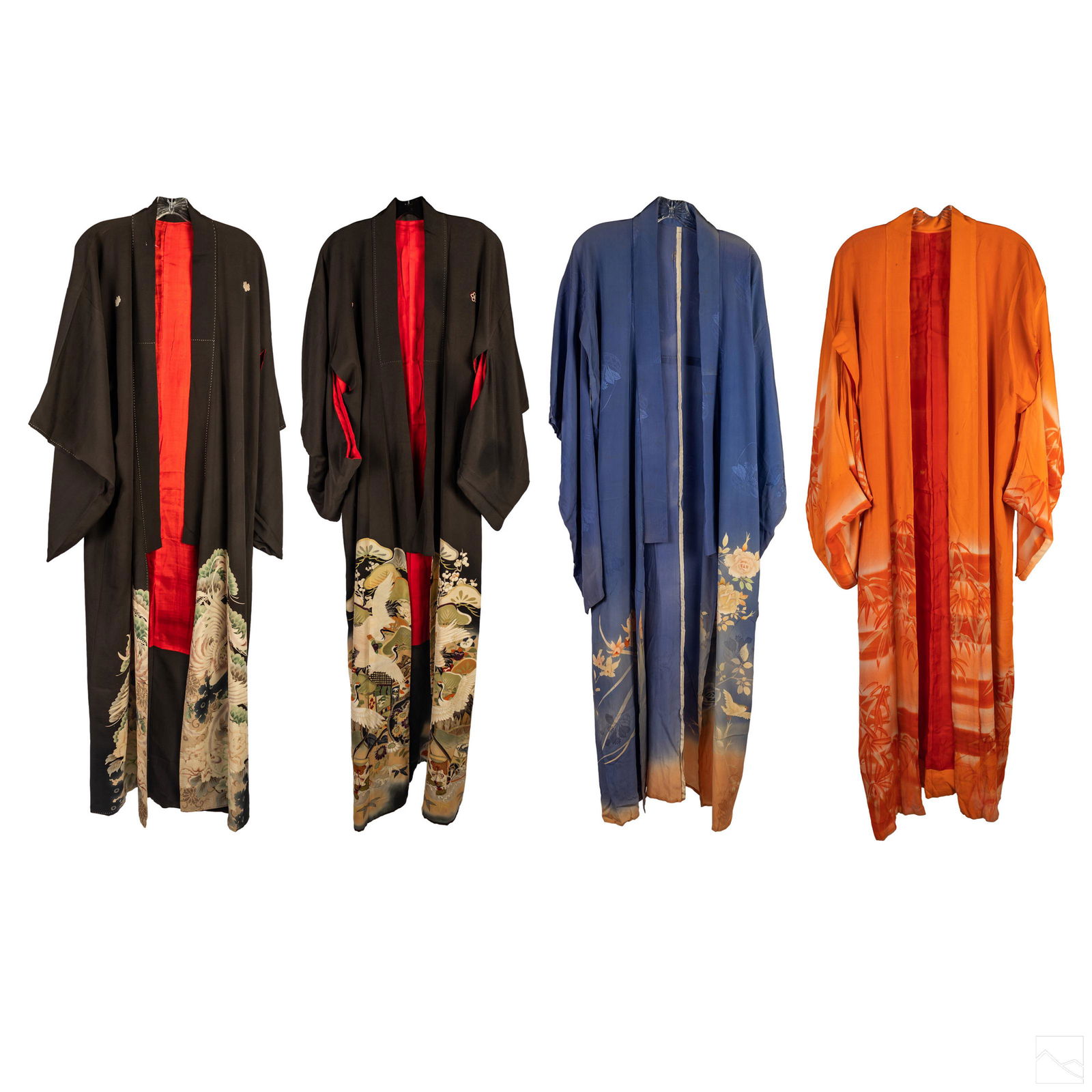 Japanese Flora Embroidered Silk Kimonos Estate Lot (1 of 9)