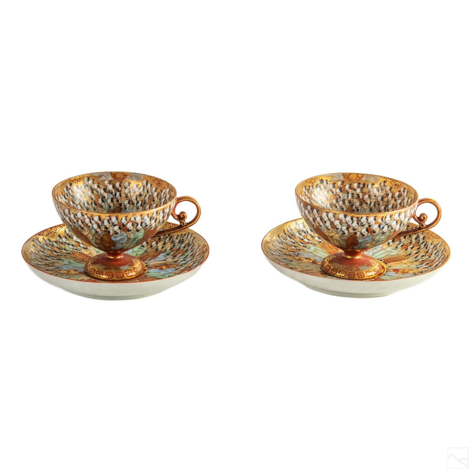 Japanese Satsuma Immortal 1000 Face Cups & Saucers (1 of 8)