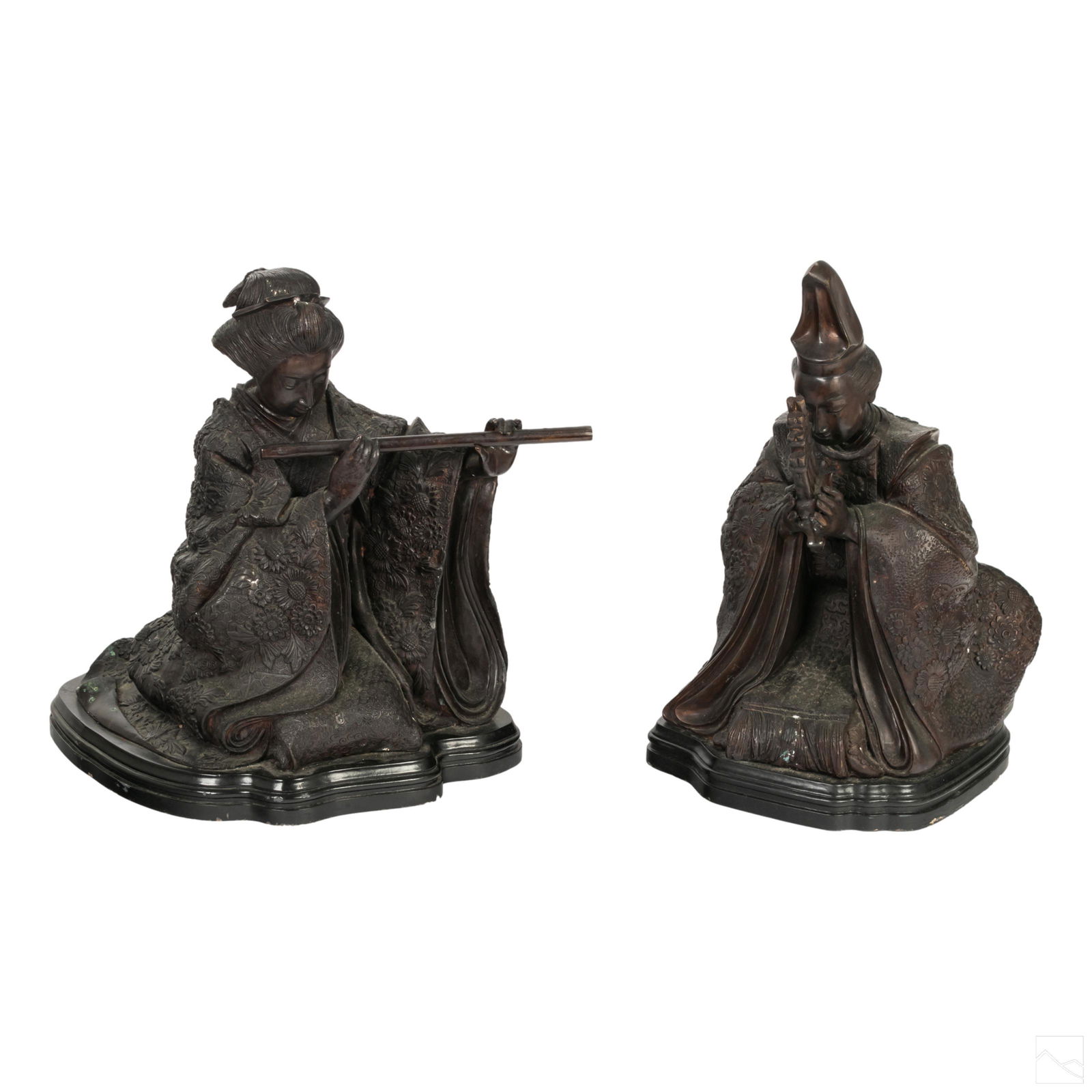 Japanese Cast Bronze Figural Musician Sculptures (1 of 5)