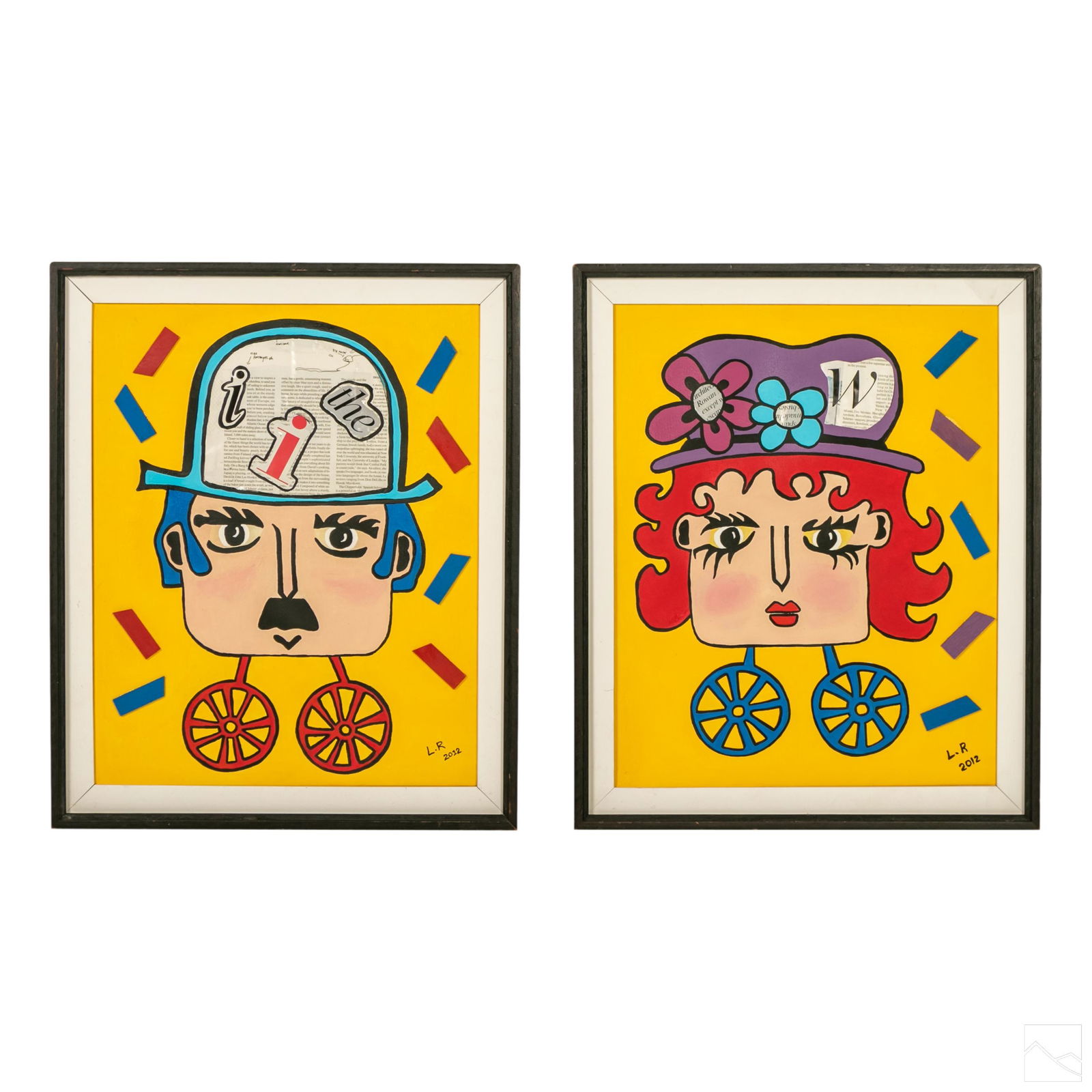 Pair of Modern Naive Outsider Folk Art Paintings (1 of 7)