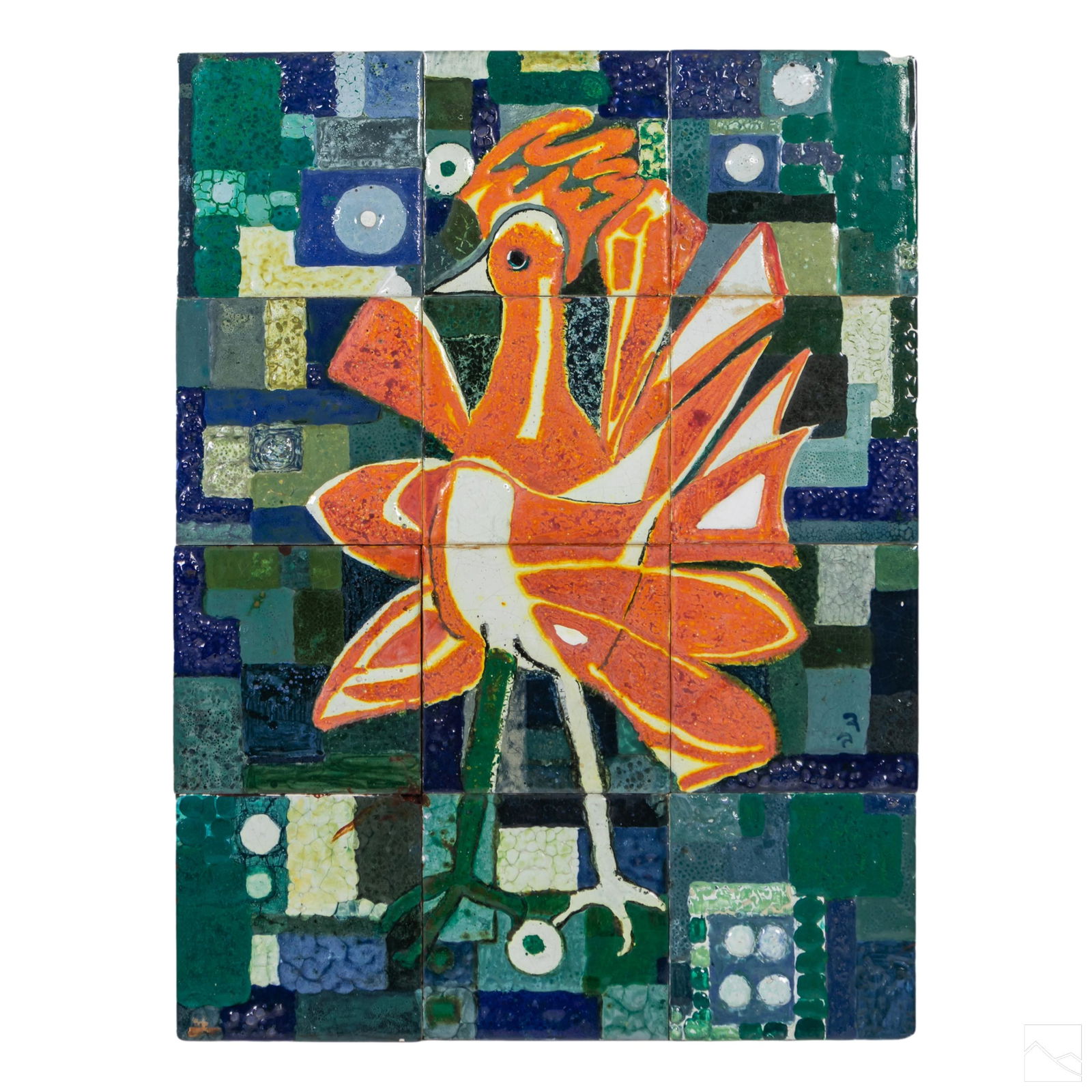 Modern Ceramic Painted Tile Bird Mosaic Sculpture (1 of 4)