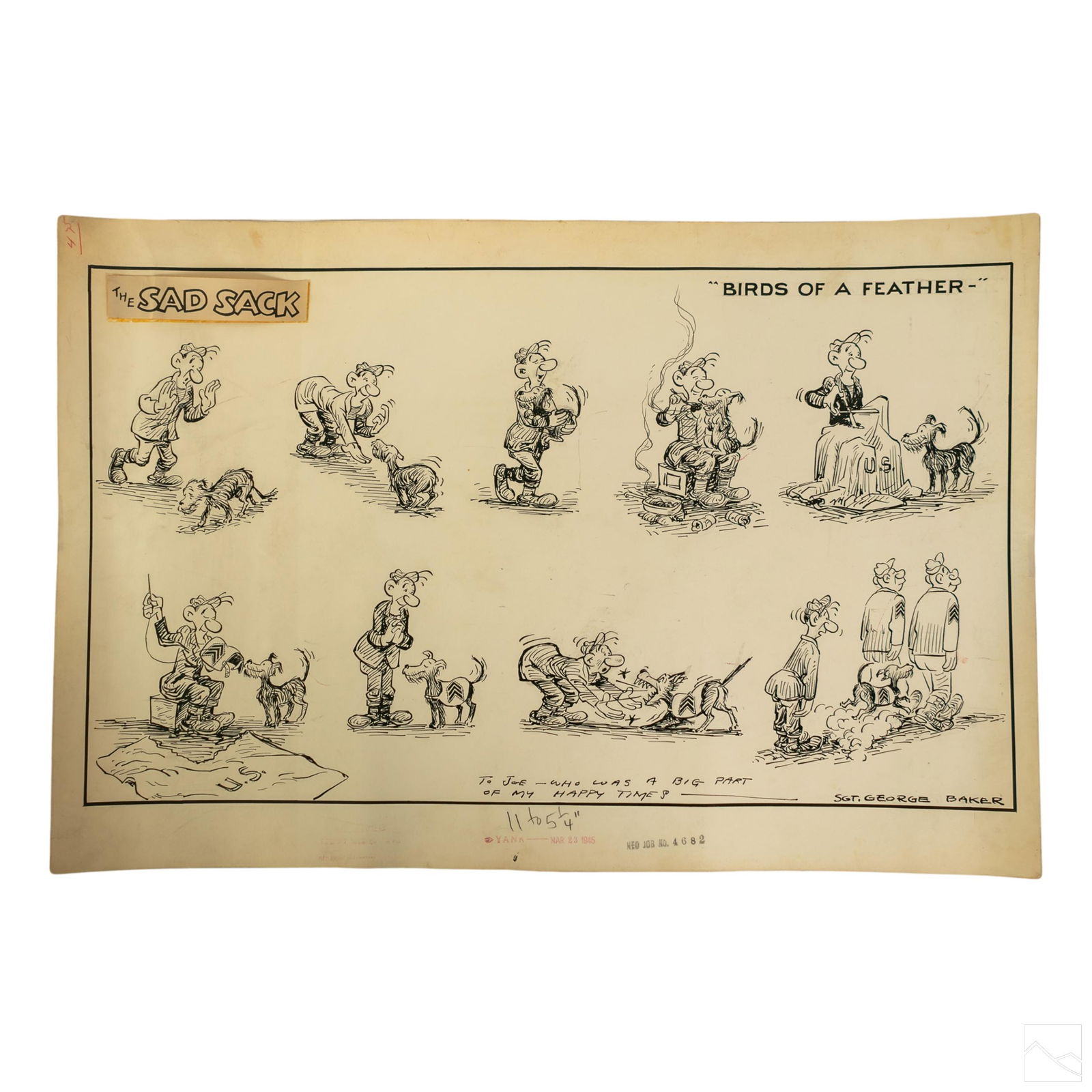 George Baker (1915-1975) Sad Sack Cartoon Drawing (1 of 4)