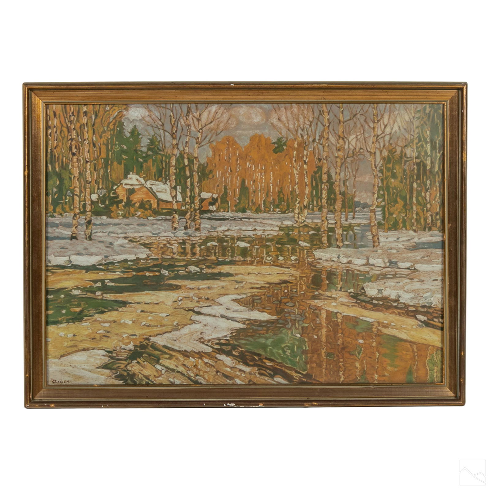 Charles Kaelin 1858-1929 Winter Landscape Pastel (1 of 4)