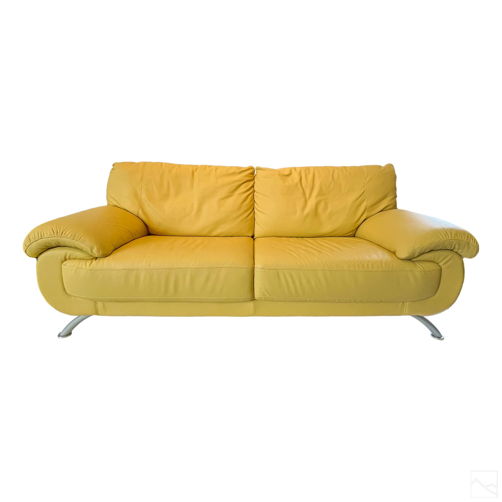 Nicoletti Italian Modern Yellow Leather Love Seat (1 of 9)