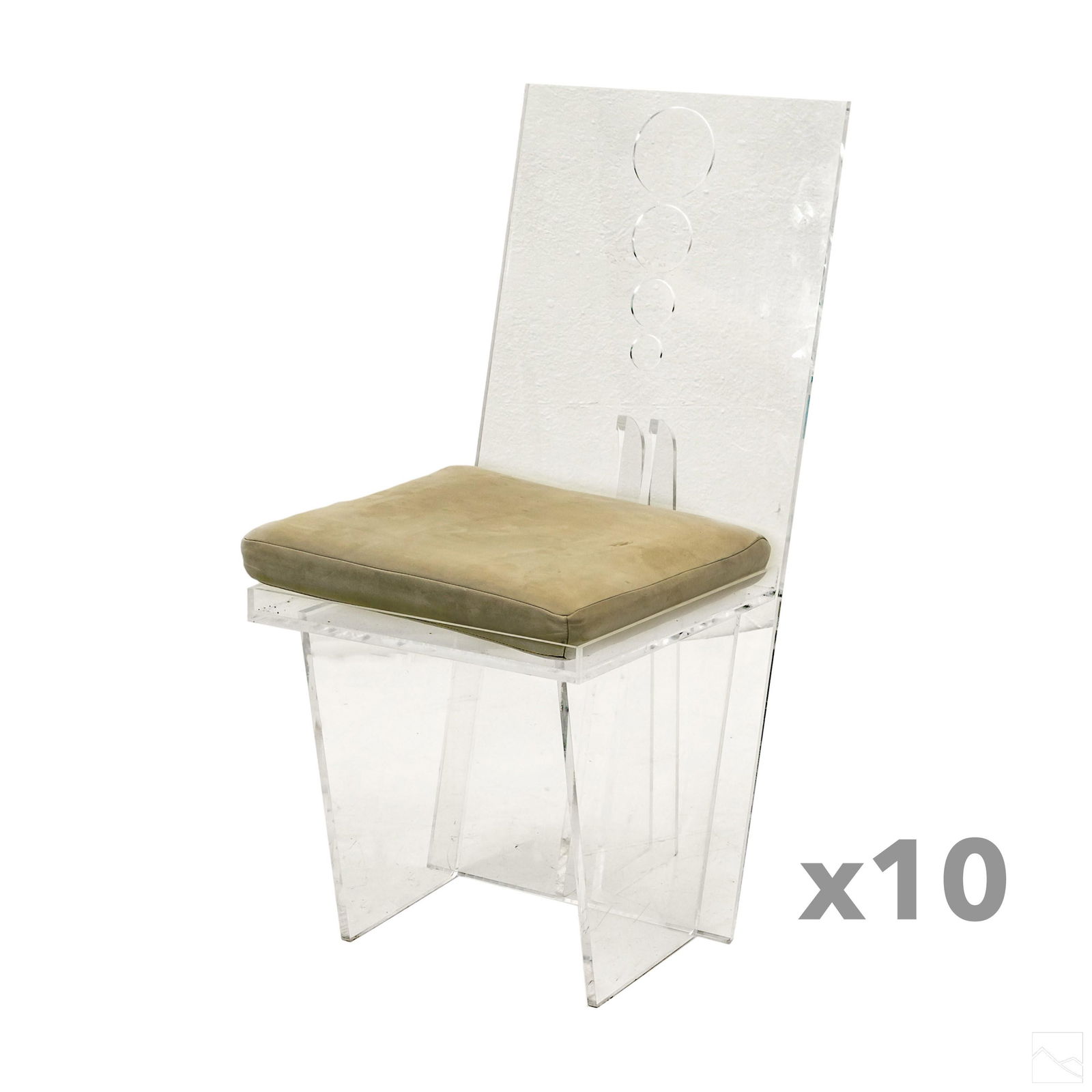 10 Modern Italian Lucite Chairs w Leather Cushions (1 of 4)