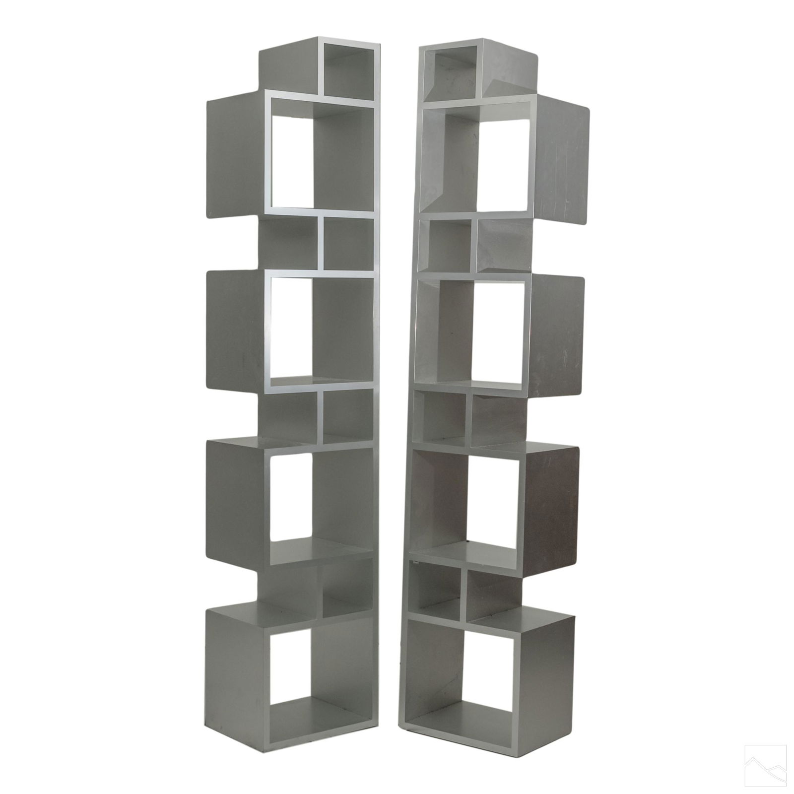 2 Modern Geometric Brushed Steel Book Shelf Cases (1 of 4)
