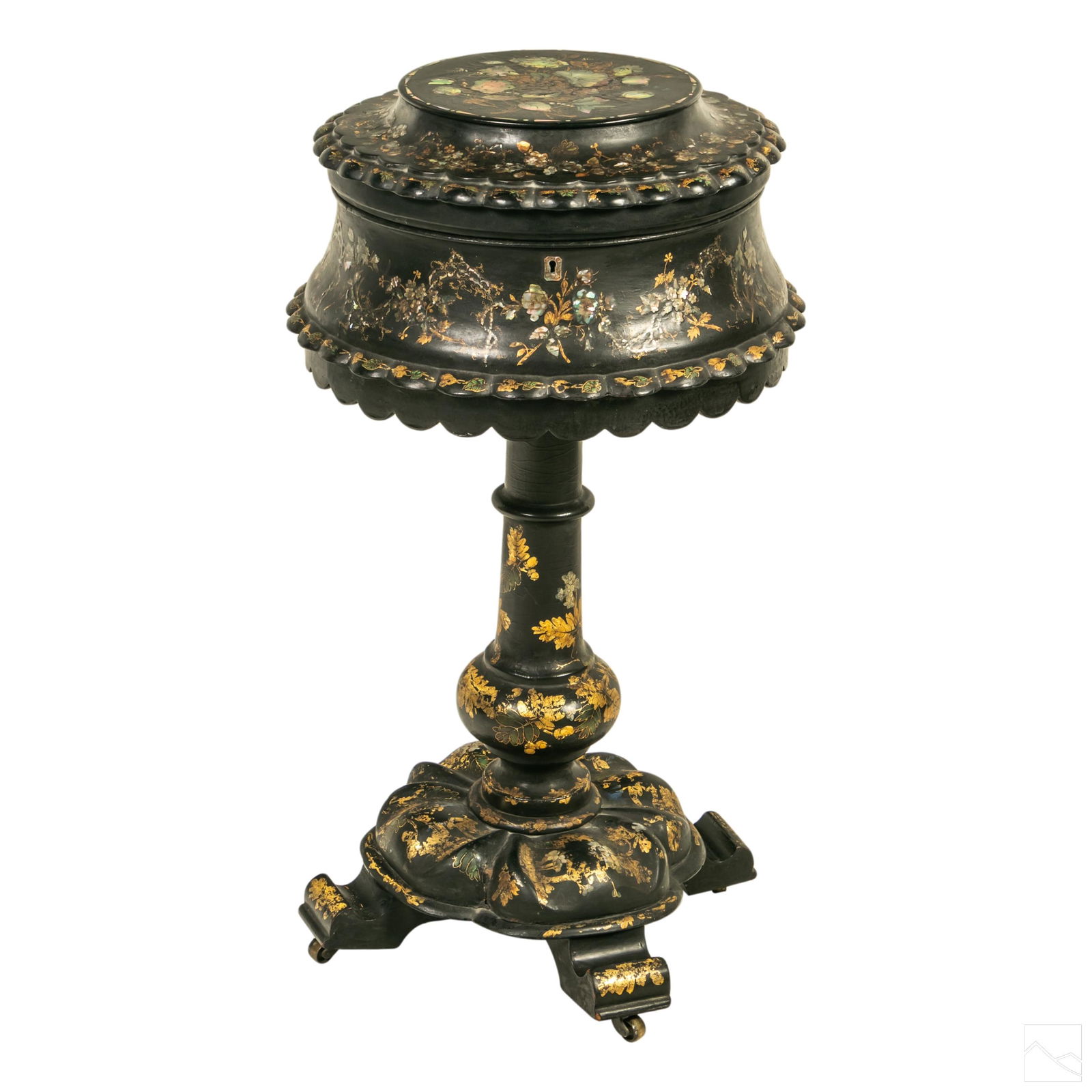 Victorian Antique Inlaid Sewing Box Notions Stand (1 of 6)