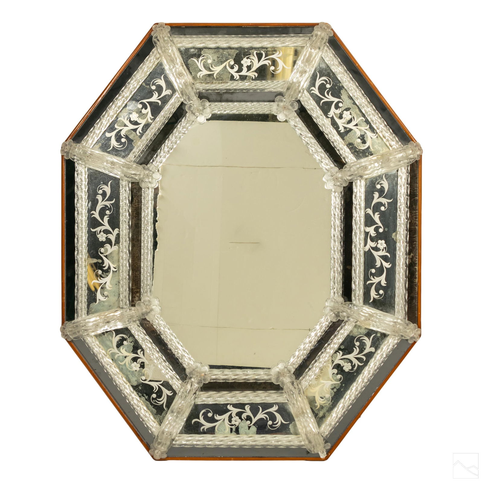 Italian Venetian Engraved Glass Floral Wall Mirror (1 of 6)