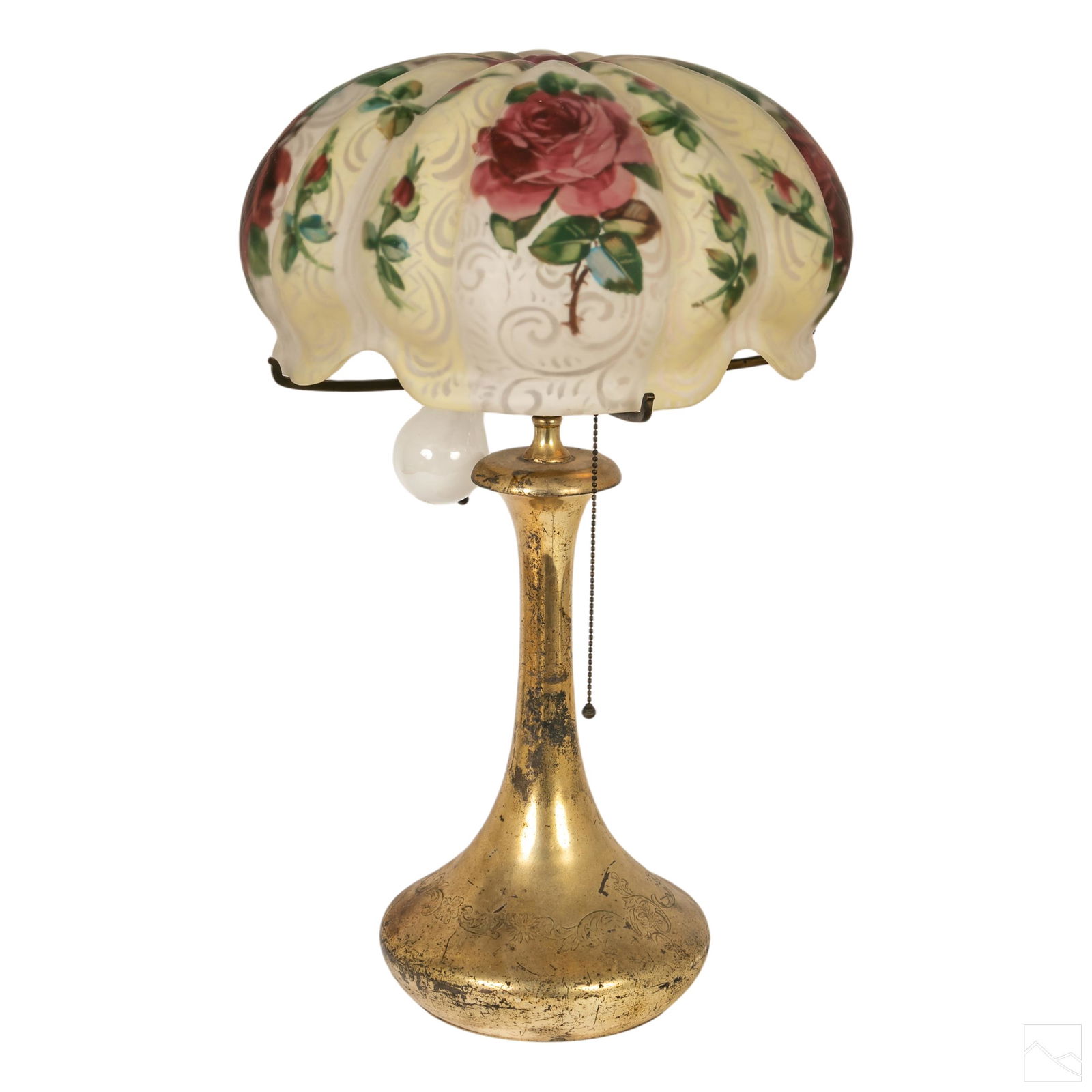 Pairpoint Red Roses Floral Puffy Shade Table Lamp (1 of 8)