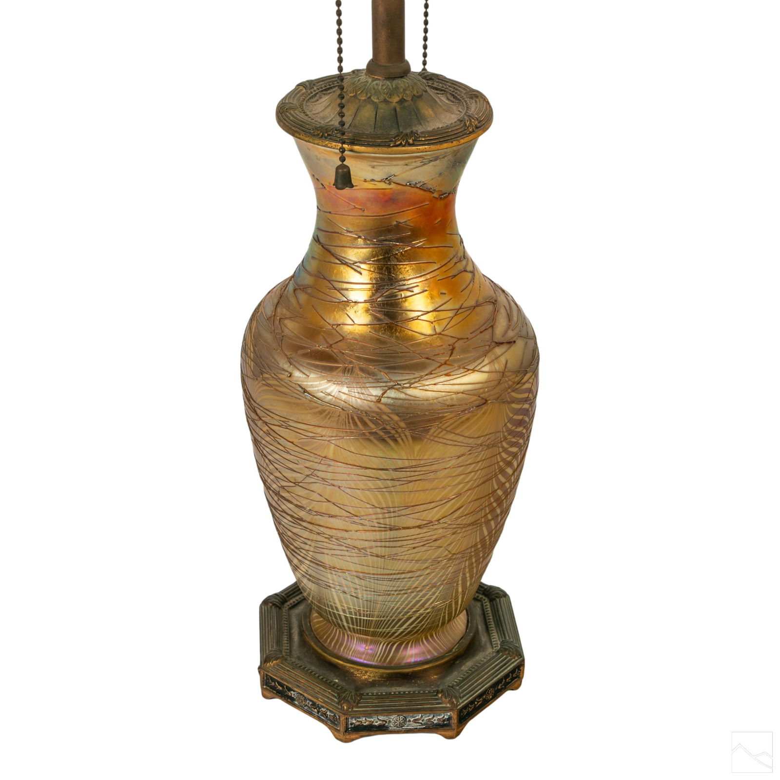 Durand Threaded Iridescent Gold Glass Table Lamp (1 of 7)