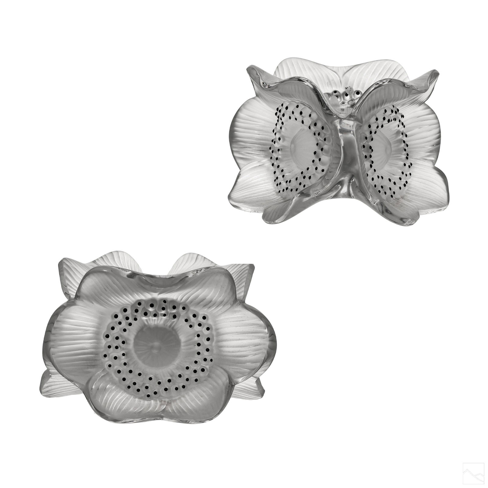Lalique French Glass Crystal Anemone Candlesticks (1 of 5)