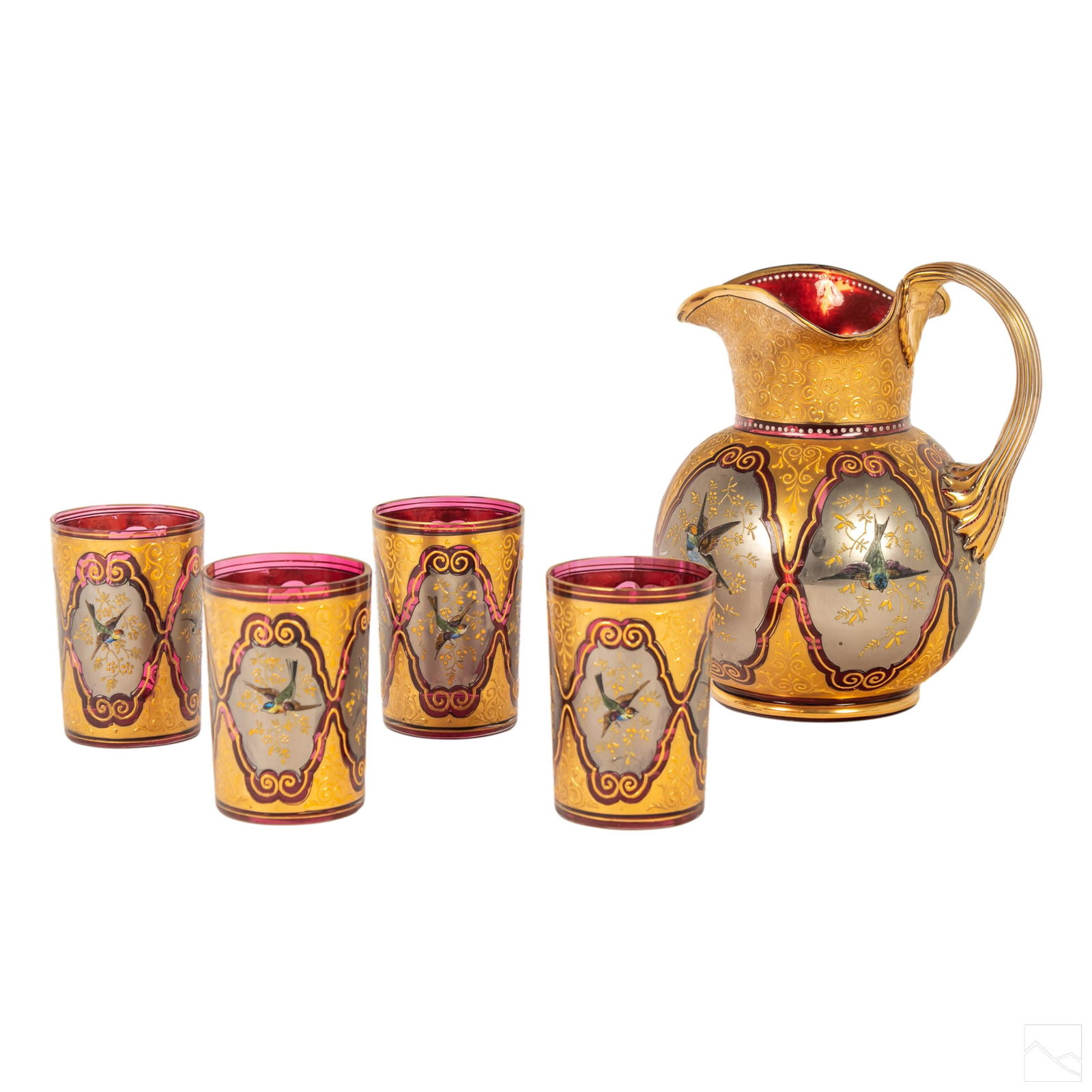 Moser Bohemian Glass Antique Pitcher and Cups Set (1 of 5)