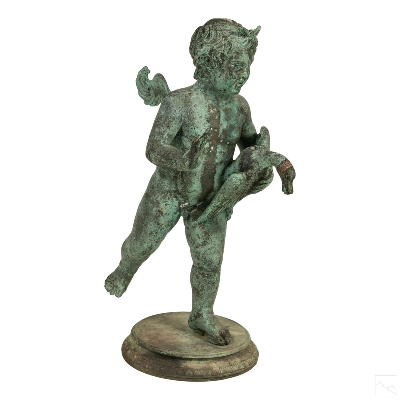 Bronze Cherub Putti with Duck 24" Garden Sculpture (1 of 4)