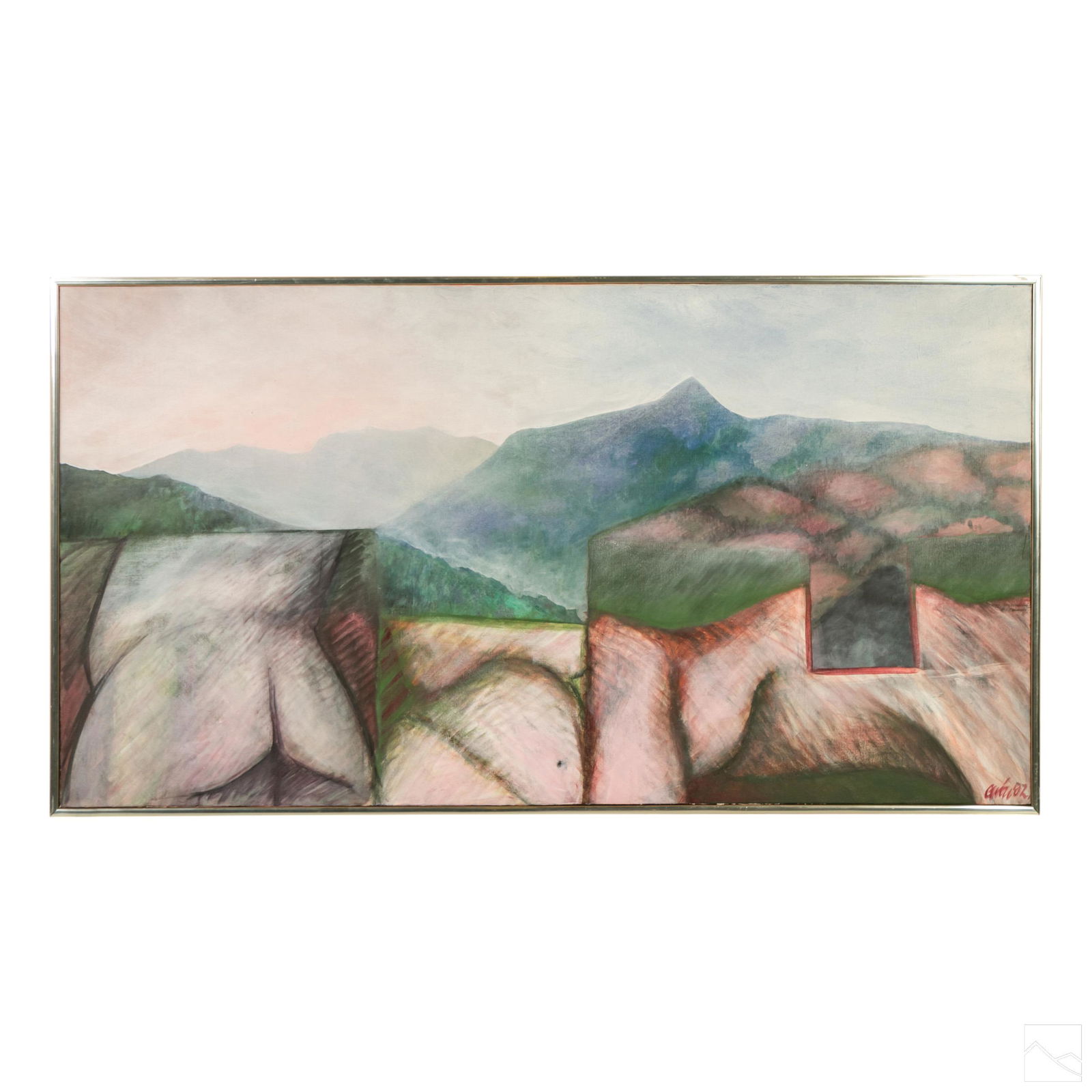 Modernist Abstract Mountain Landscape Oil Painting (1 of 6)