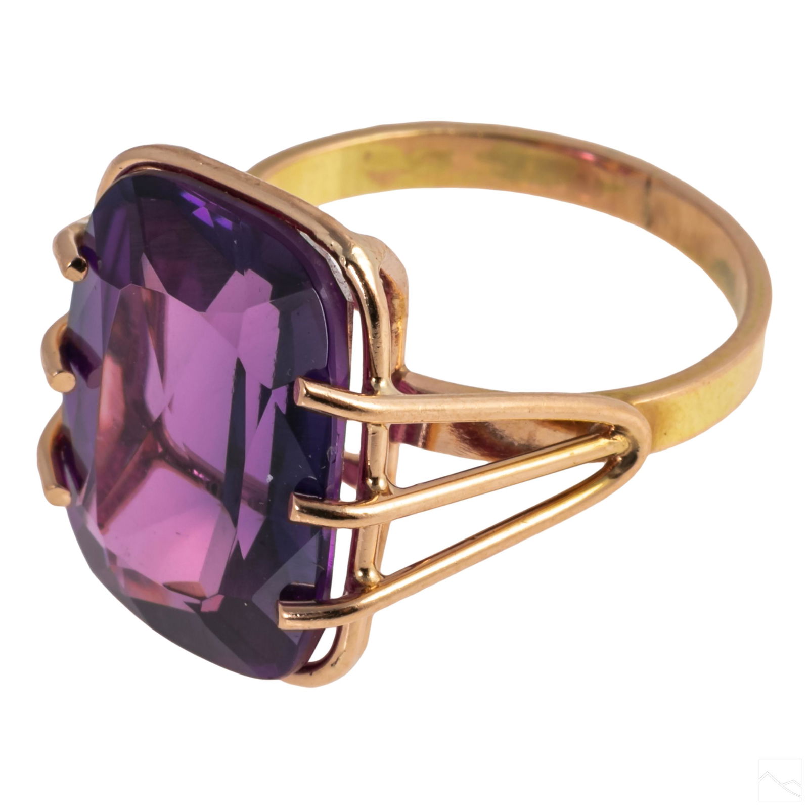 18K Gold Retro Russian Amethyst Gemstone Ring Sz 7 (1 of 6)