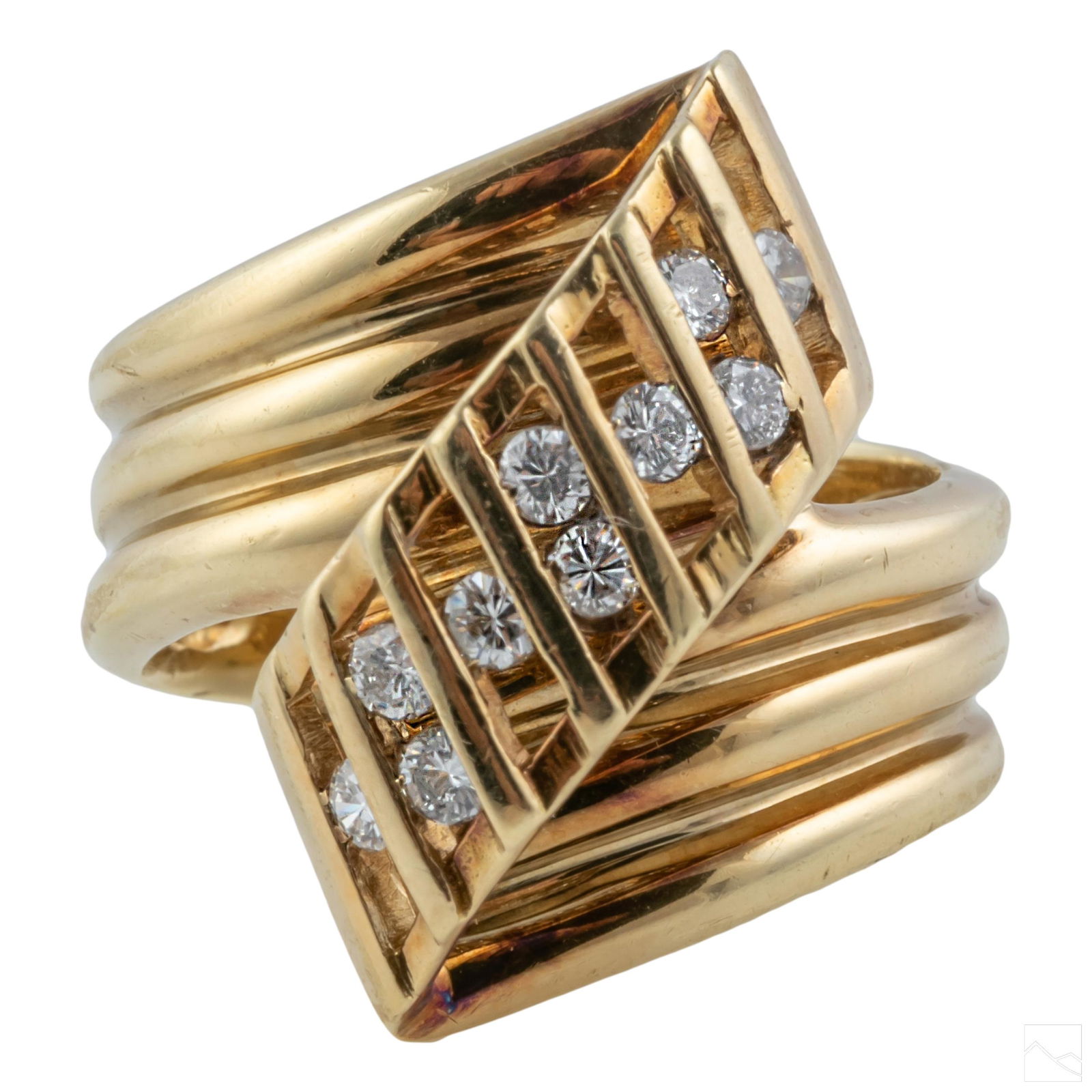 14K Gold Ladies Modernist Natural Diamond Ring Sz5 (1 of 6)