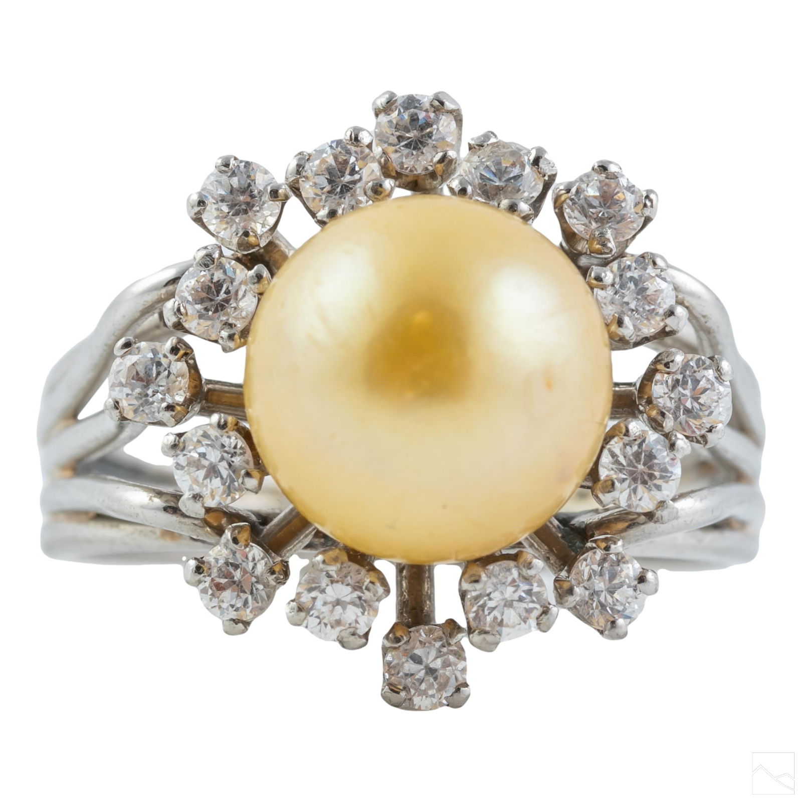 14K White Gold Akoya Pearl & Diamond Cocktail Ring (1 of 5)