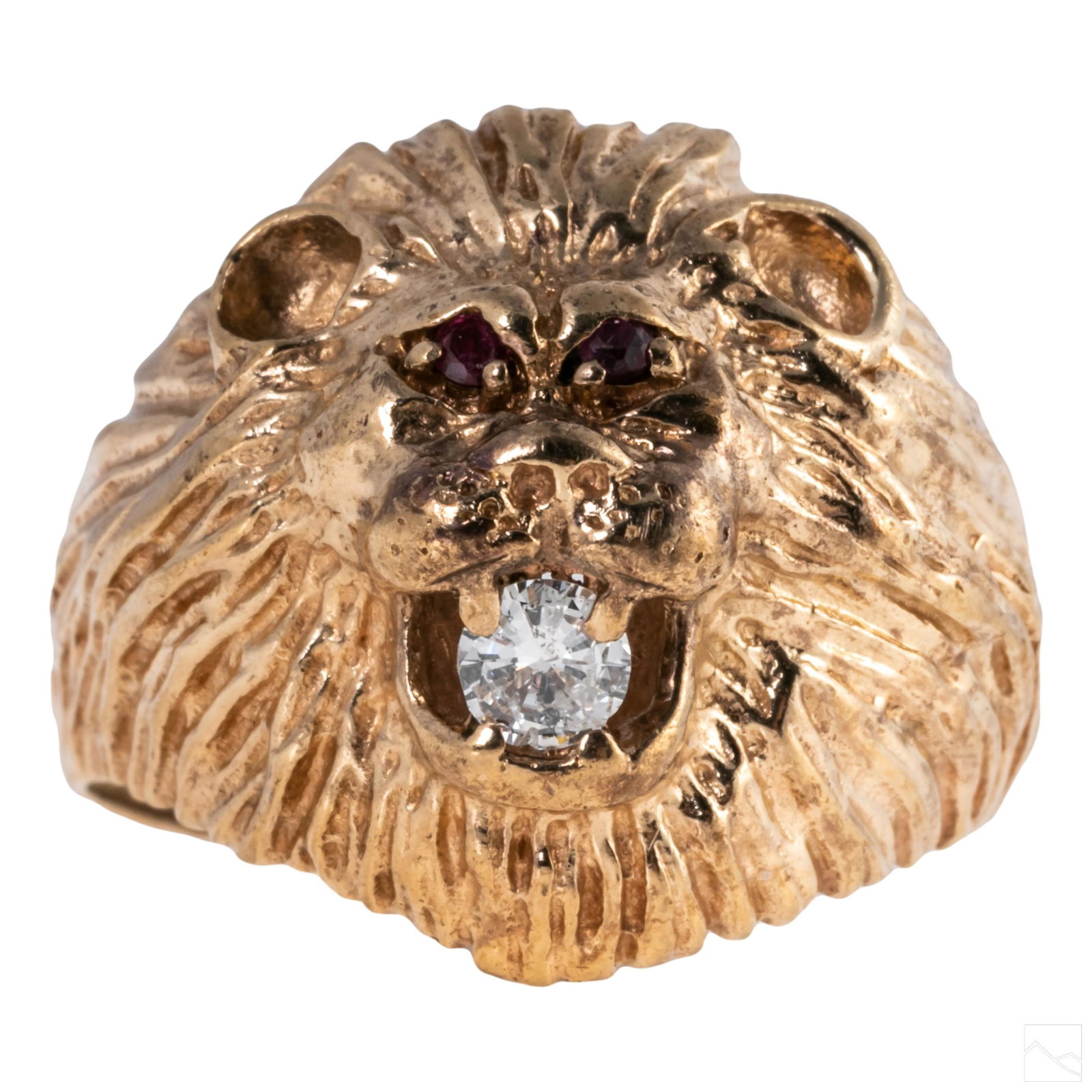 10K Gold .20 CT Diamond & Ruby Lion Head Ring Sz11 (1 of 7)
