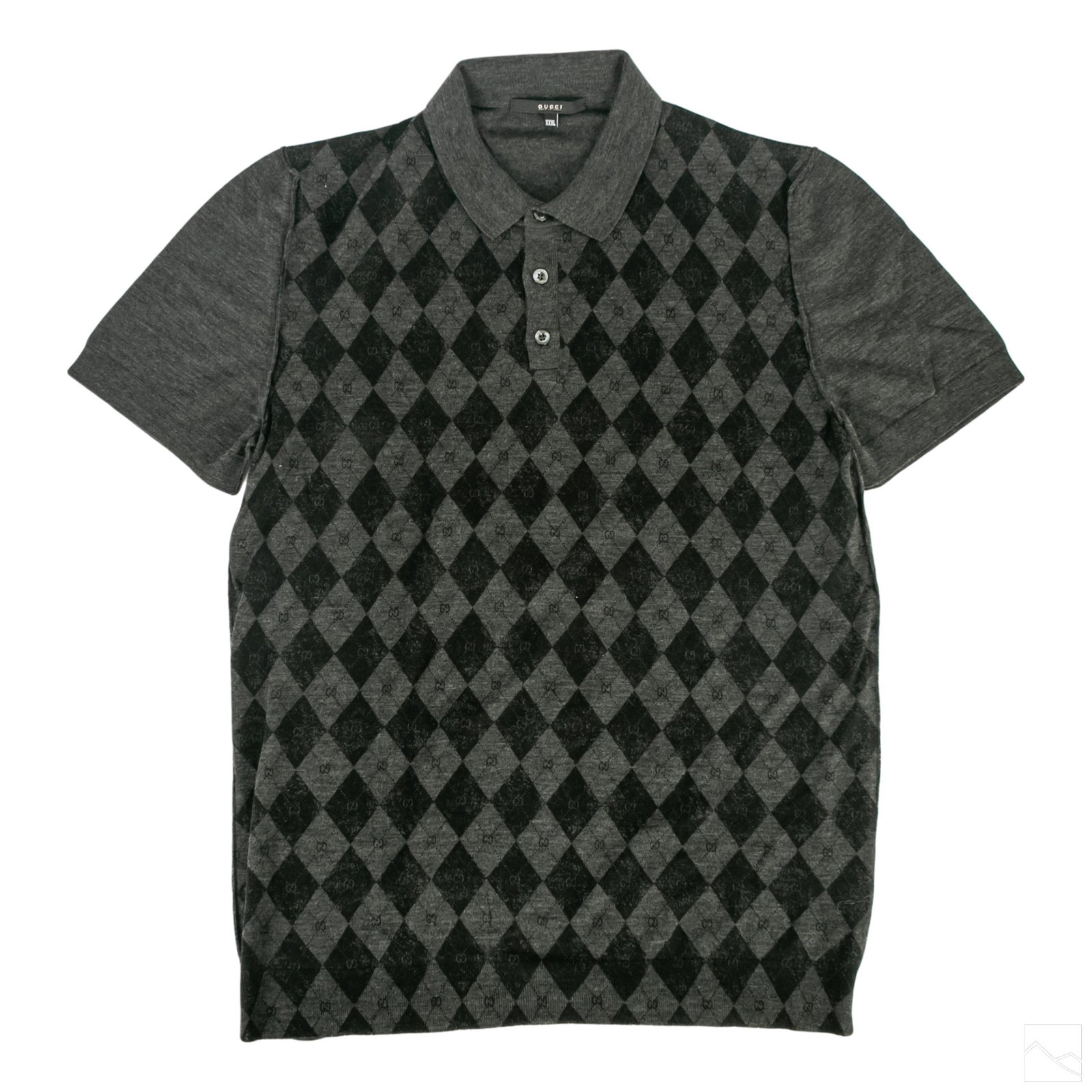Gucci GG Mens Designer XXXL Wool Argyle Golf Shirt (1 of 3)