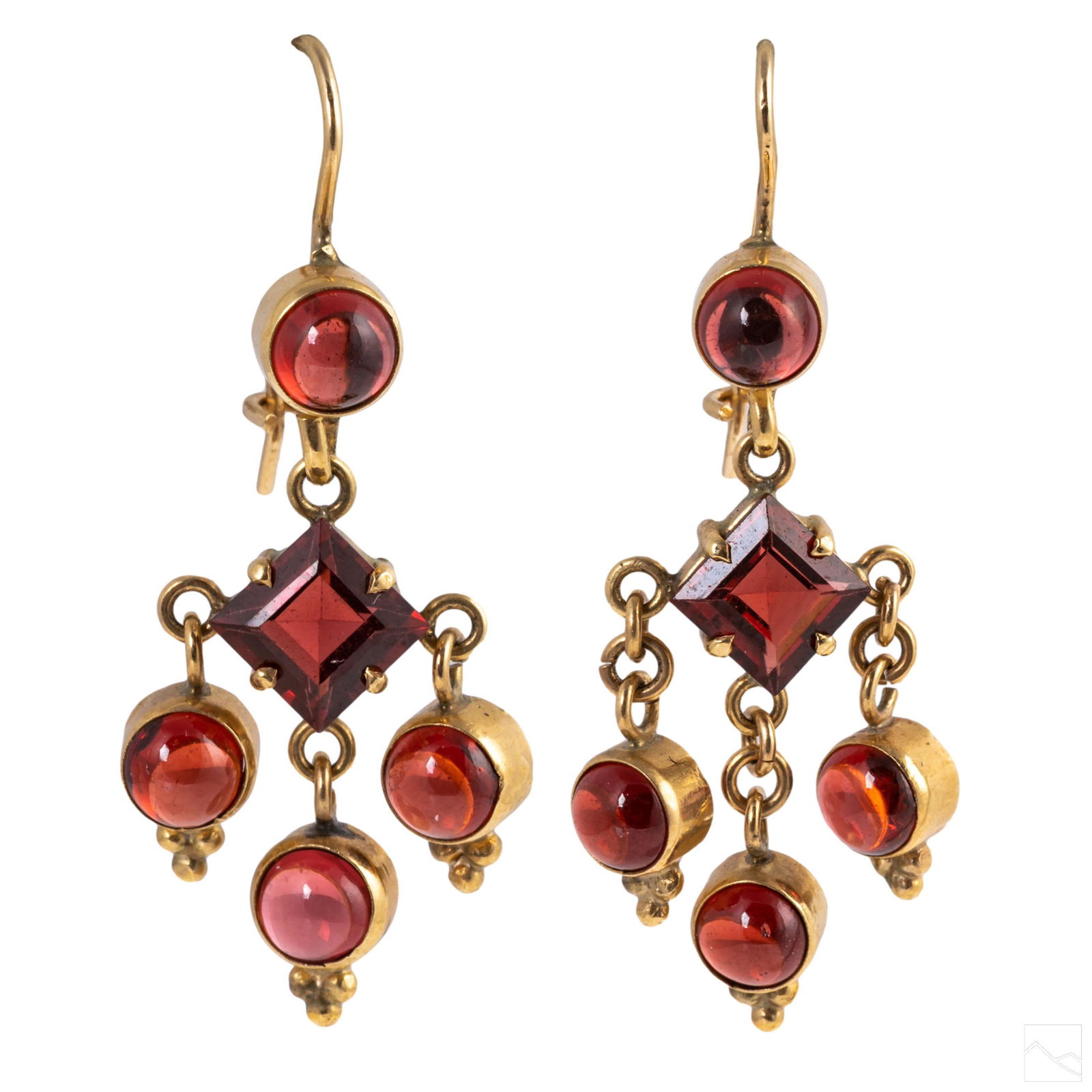 14K Gold French Hook Garnet Dangle Drop Earrings (1 of 5)
