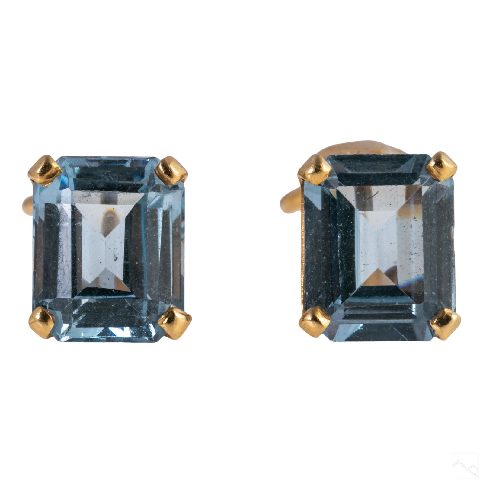14K Gold Aquamarine Gemstone 6 CTTW Post Earrings (1 of 5)