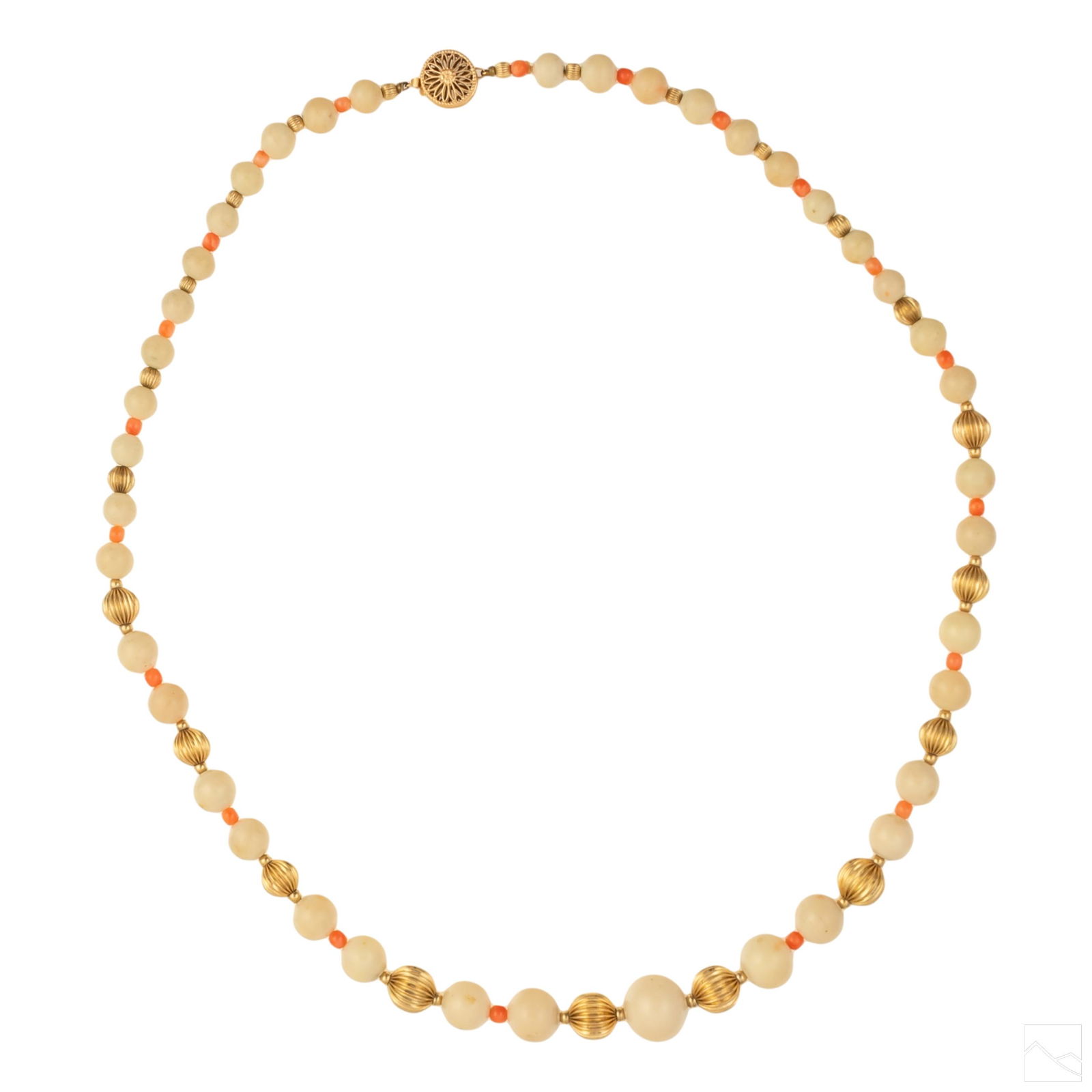 14K Gold Natural Italian Pink White Coral Necklace (1 of 4)