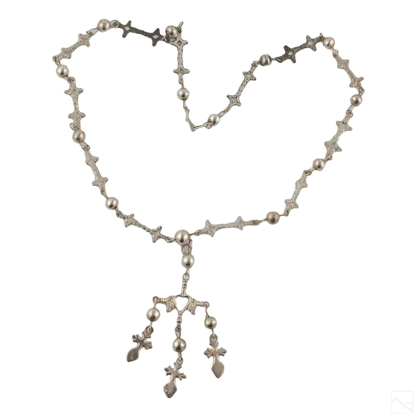 Sterling Silver Artisan Sand Cast Beaded Necklace (1 of 4)