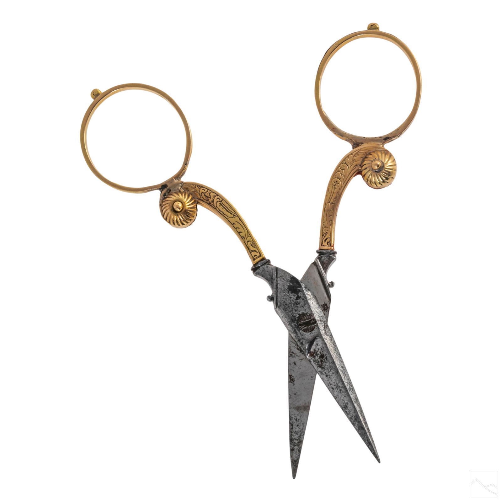 18K Gold and Steel Antique Fine Sewing Scissors 9g (1 of 4)