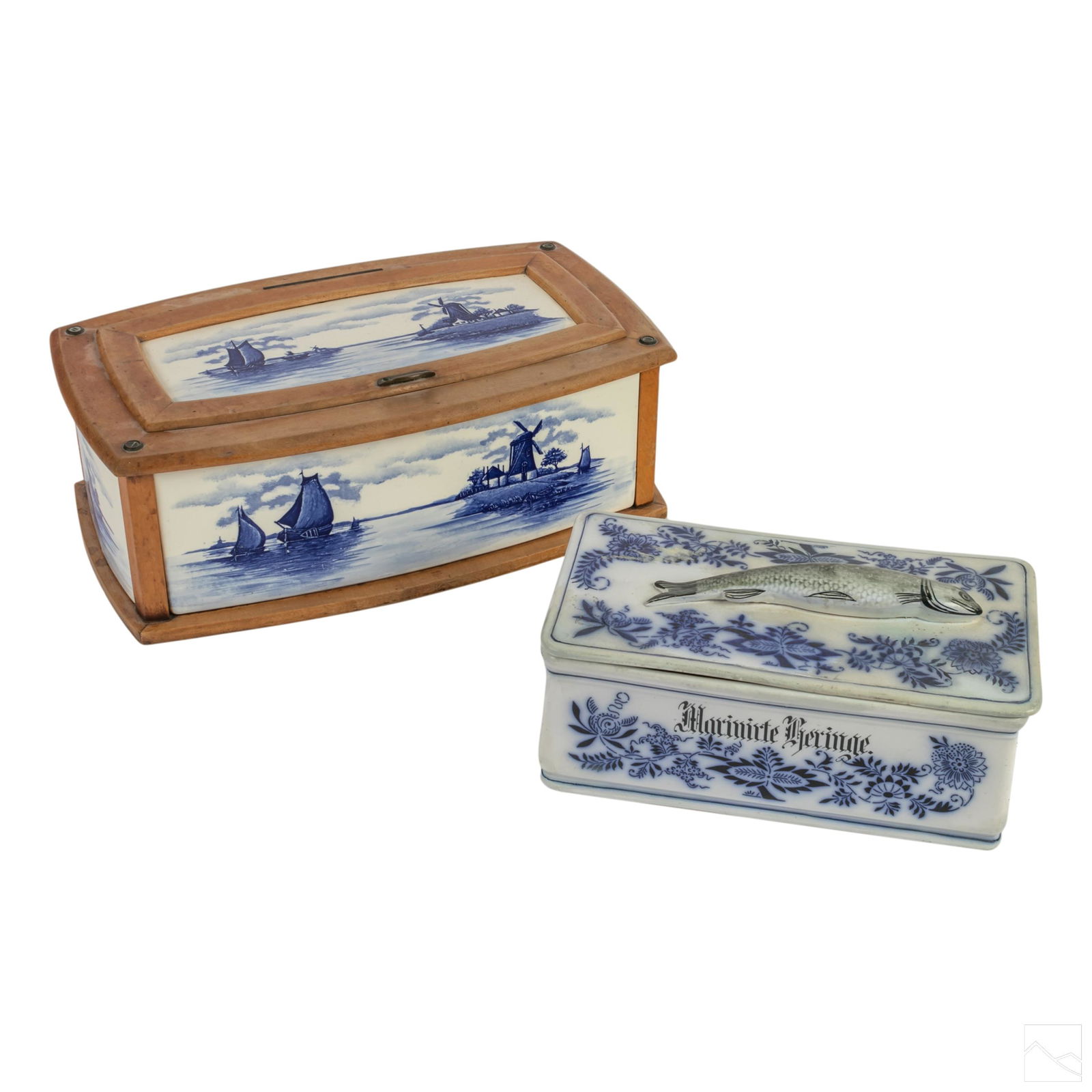 German Antique Porcelain Herring and Bread Box LOT (1 of 8)