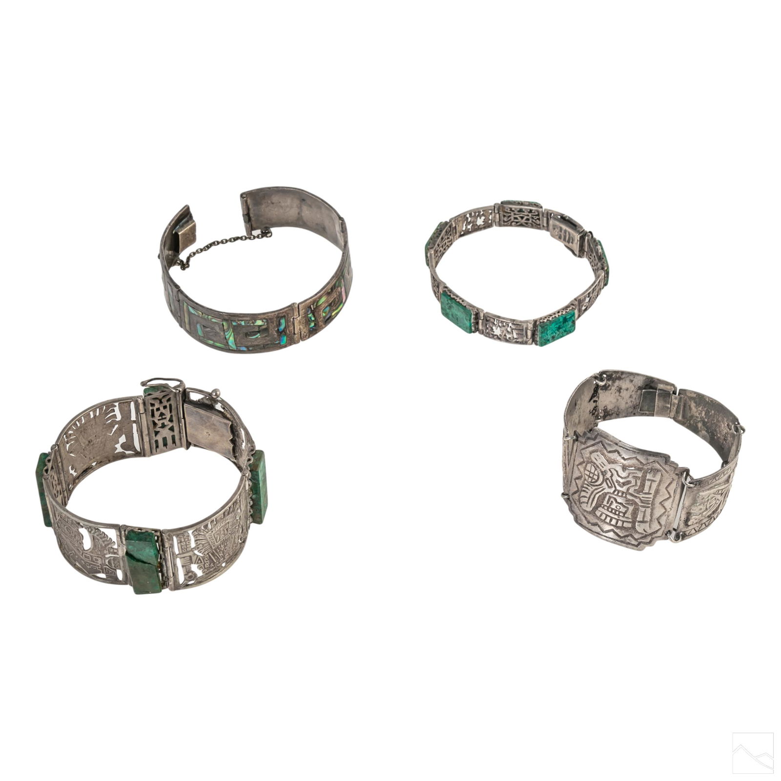 Sterling Silver Taxco and Peru Panel Bracelets LOT (1 of 11)