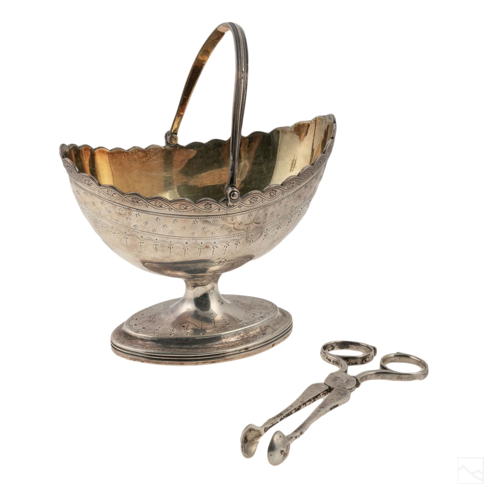 Sterling Silver 19thC. Meat Basket & Sugar Nippers (1 of 7)