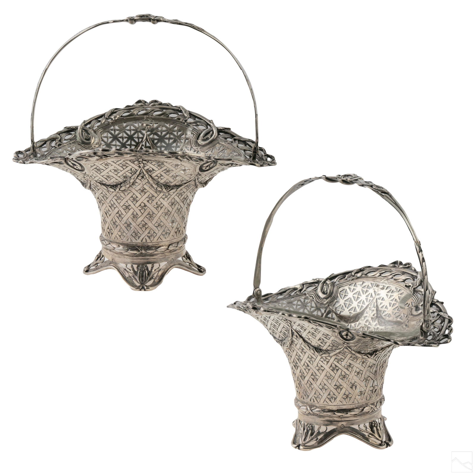 Sterling Silver Pair Handled Wedding Bride Baskets (1 of 5)