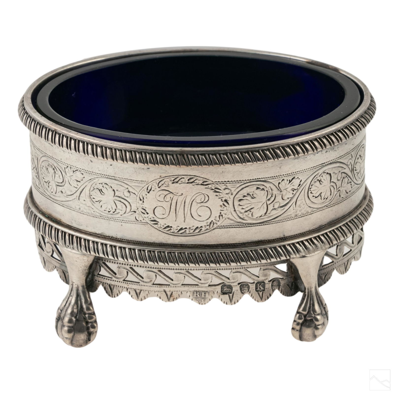 Sterling Silver & Cobalt Glass Antique Salt Cellar (1 of 5)