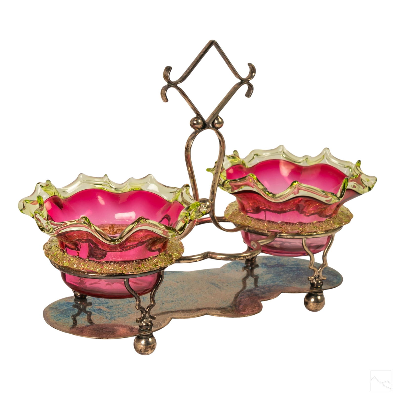 Italian Art Glass Jam Bowls & Silver Plated Server (1 of 4)
