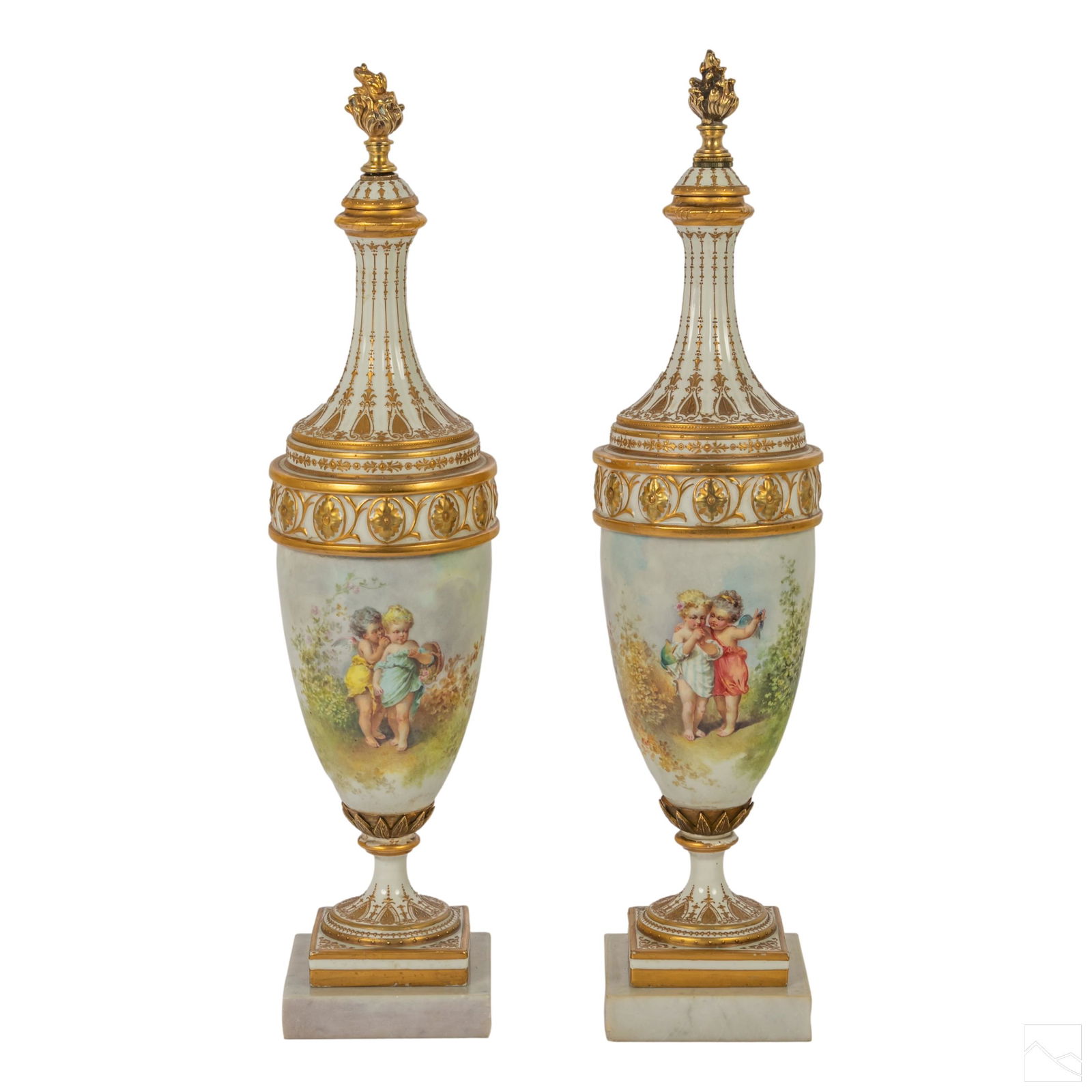 Sevres 19" French Gilt Porcelain Cherub Urns (1 of 5)