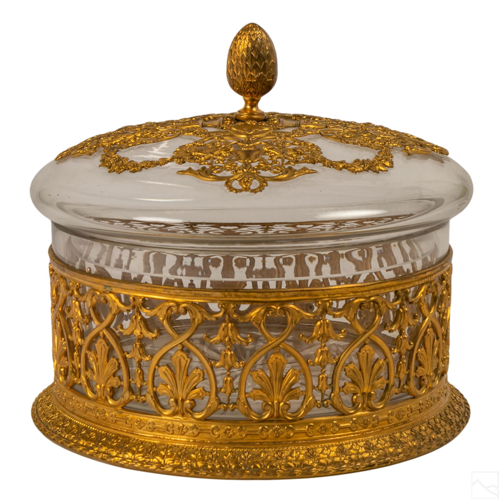 French Antique Cut Crystal Dore Bronze Lidded Box (1 of 4)