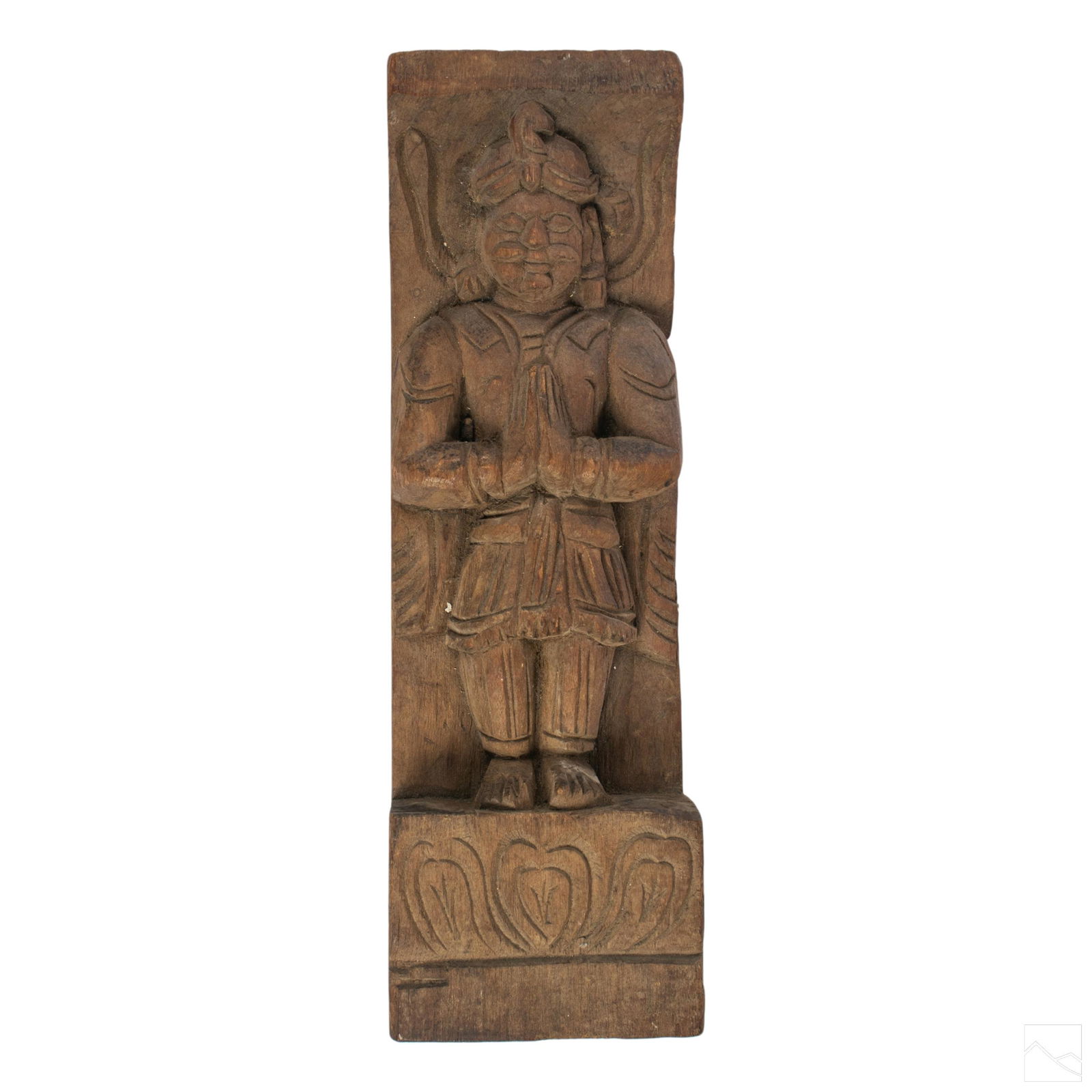 Indo Persian Antique 14" Carved Wooden Deity Panel: Indo Persian 19th to 20th Century antique carved wood panel. Features Bodhisattva type figure in meditation pose with turban. SHIPPINGHill Auction Gallery will offer in-house continental USA shipping