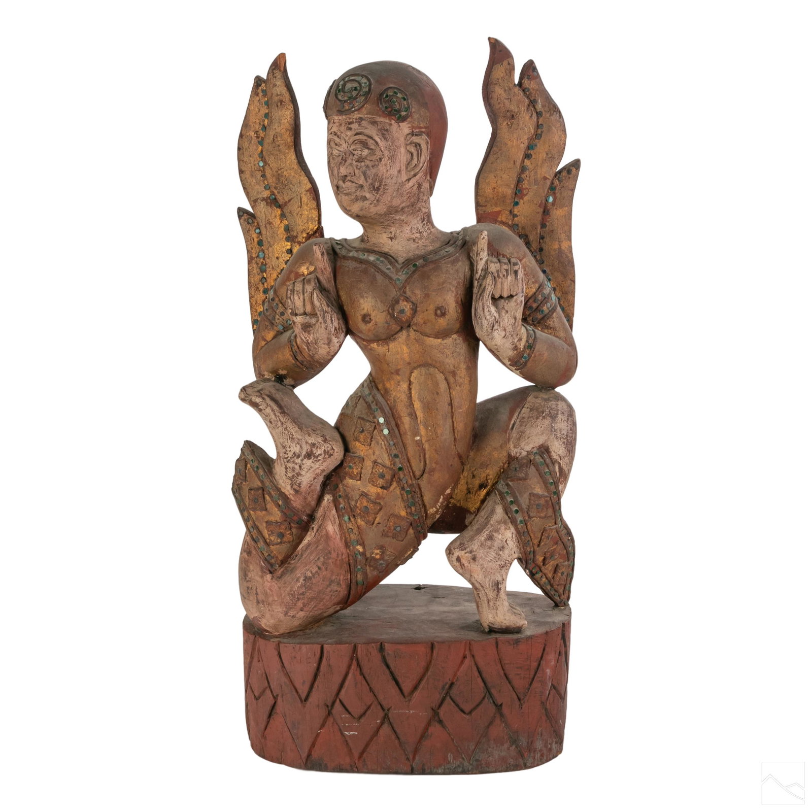 Thai Siam 25" Wood Deva Dancer Figurine Sculpture (1 of 6)